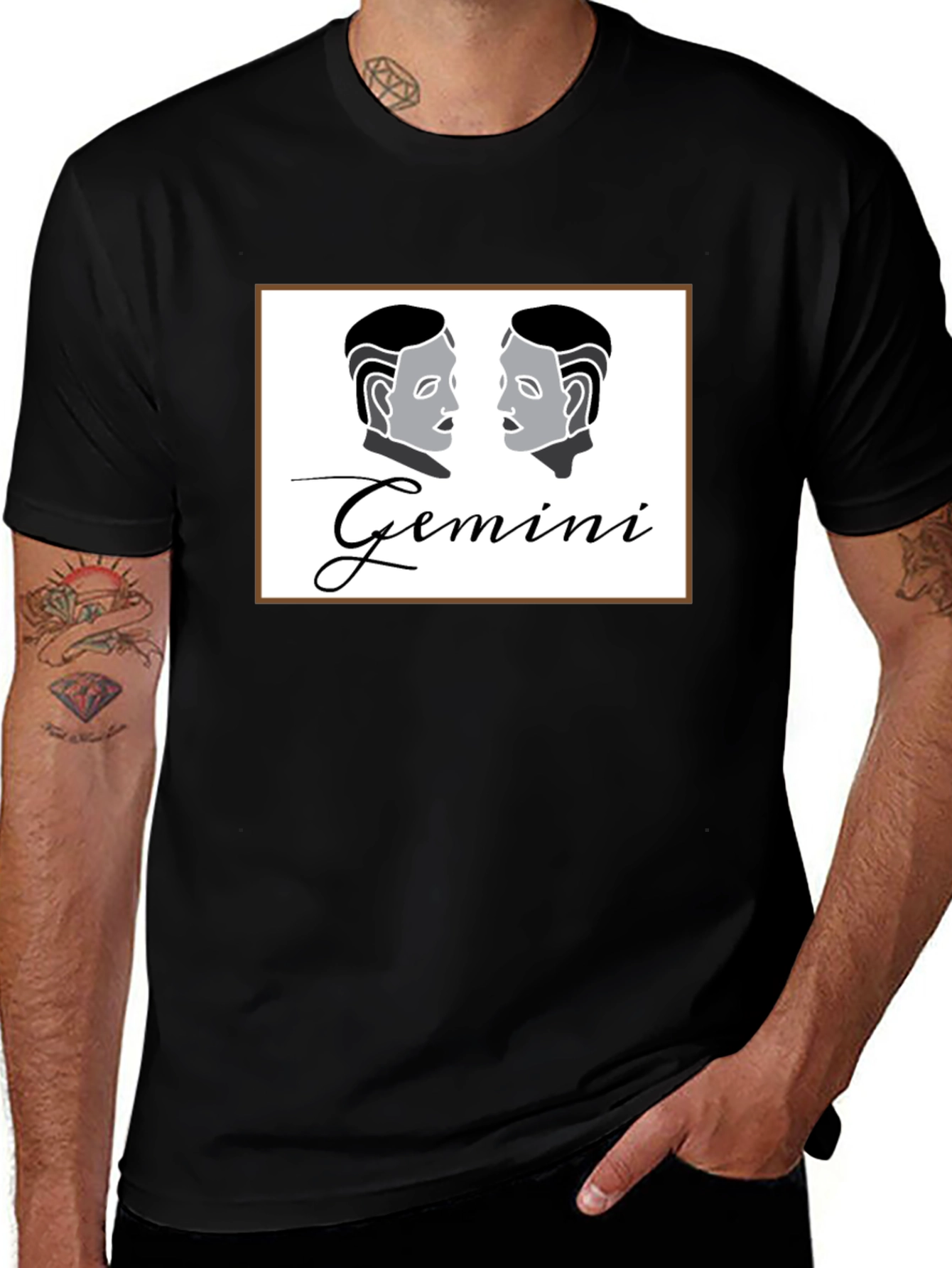 Gemini Zodiac Black T-Shirt