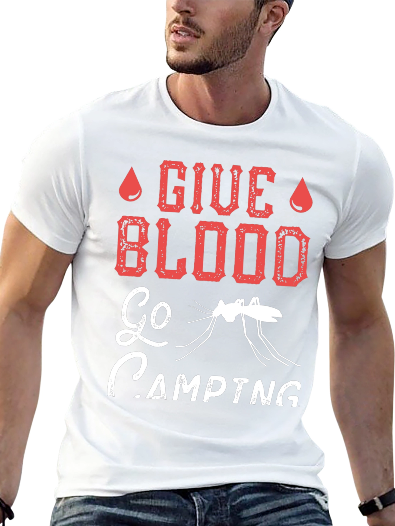 Give Blood Go Camping Graphic T-Shirt