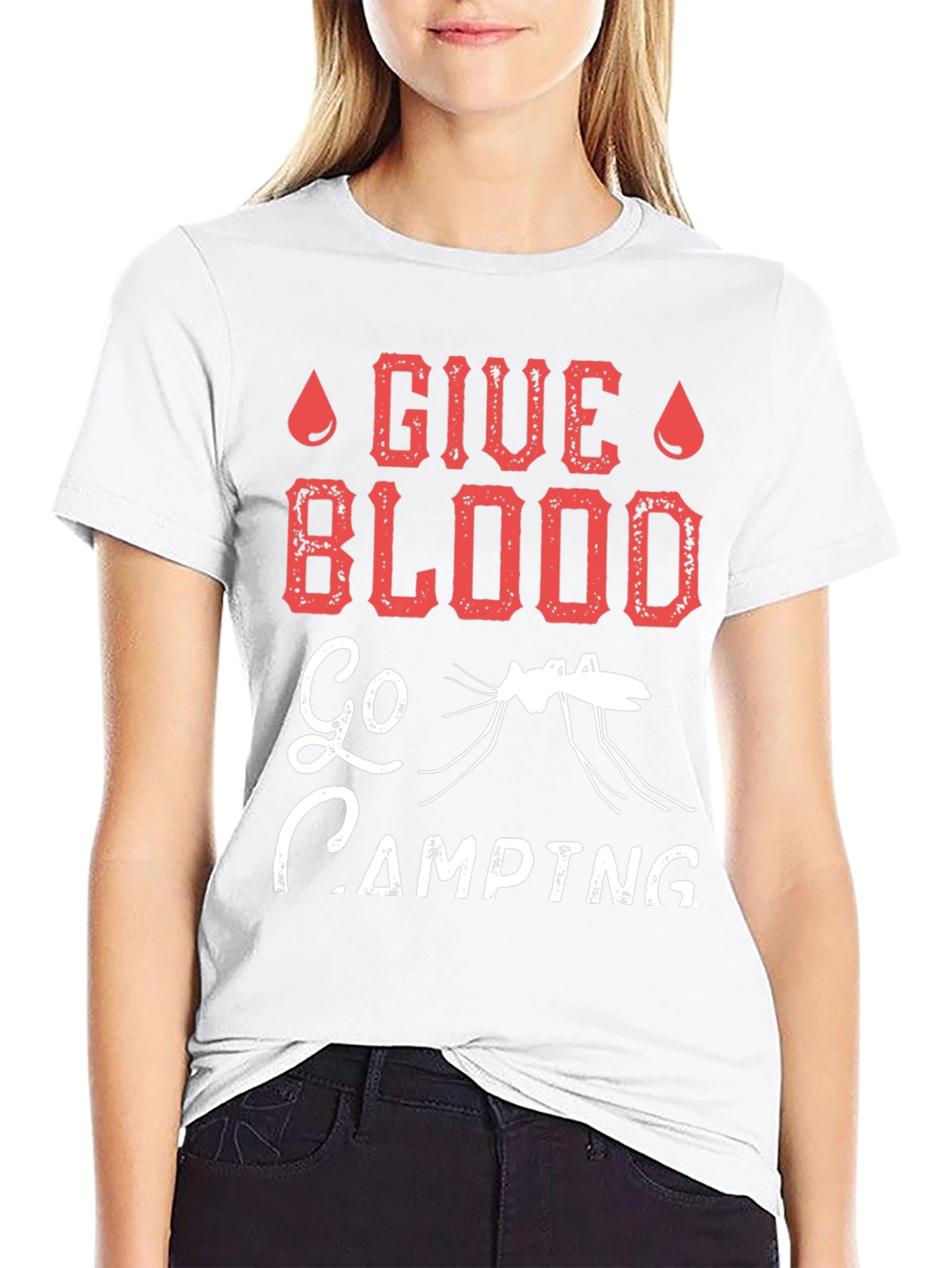 Give Blood Go Camping Graphic T-Shirt