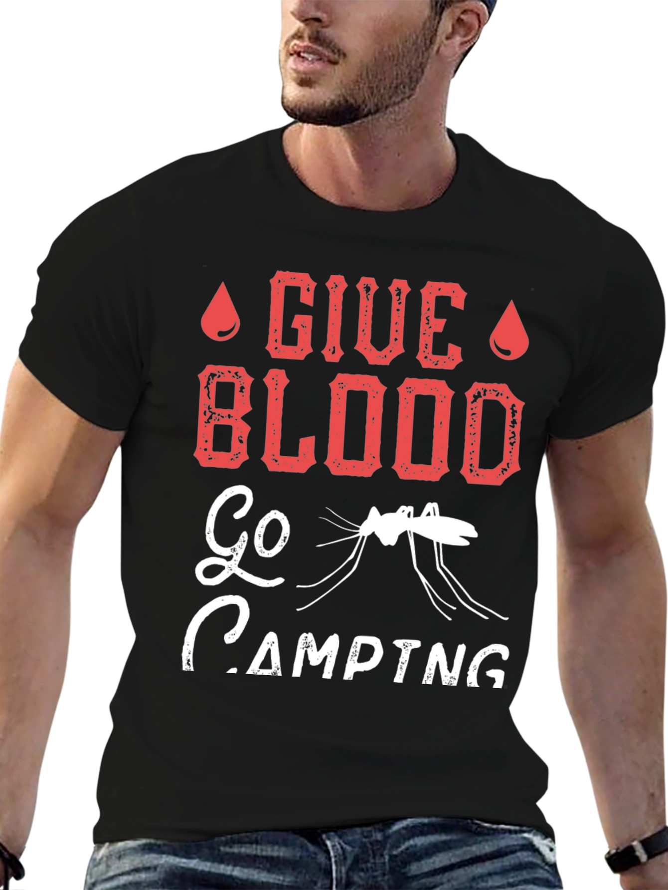 Give Blood Go Camping Graphic T-Shirt