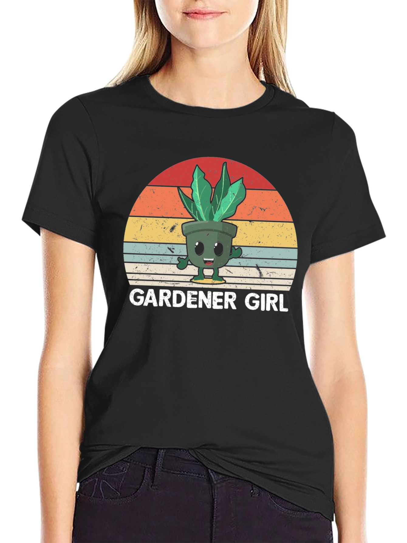 Gardener Girl Plant Retro T-Shirt