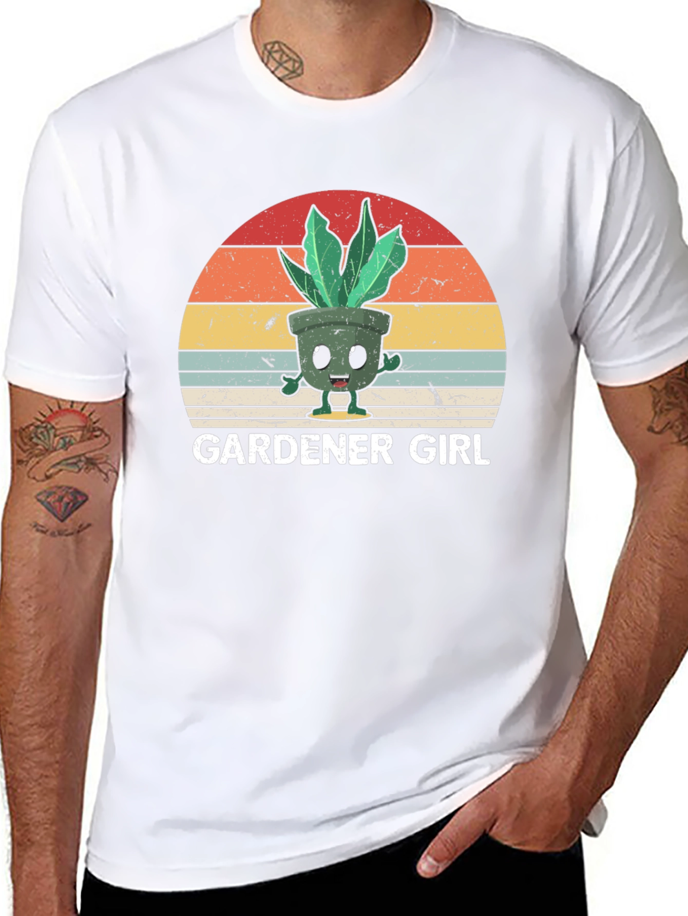 Gardener Girl Plant Retro T-Shirt