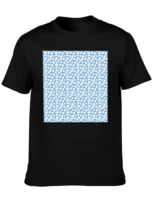Abstract Pattern Tee - Light Blue and White
