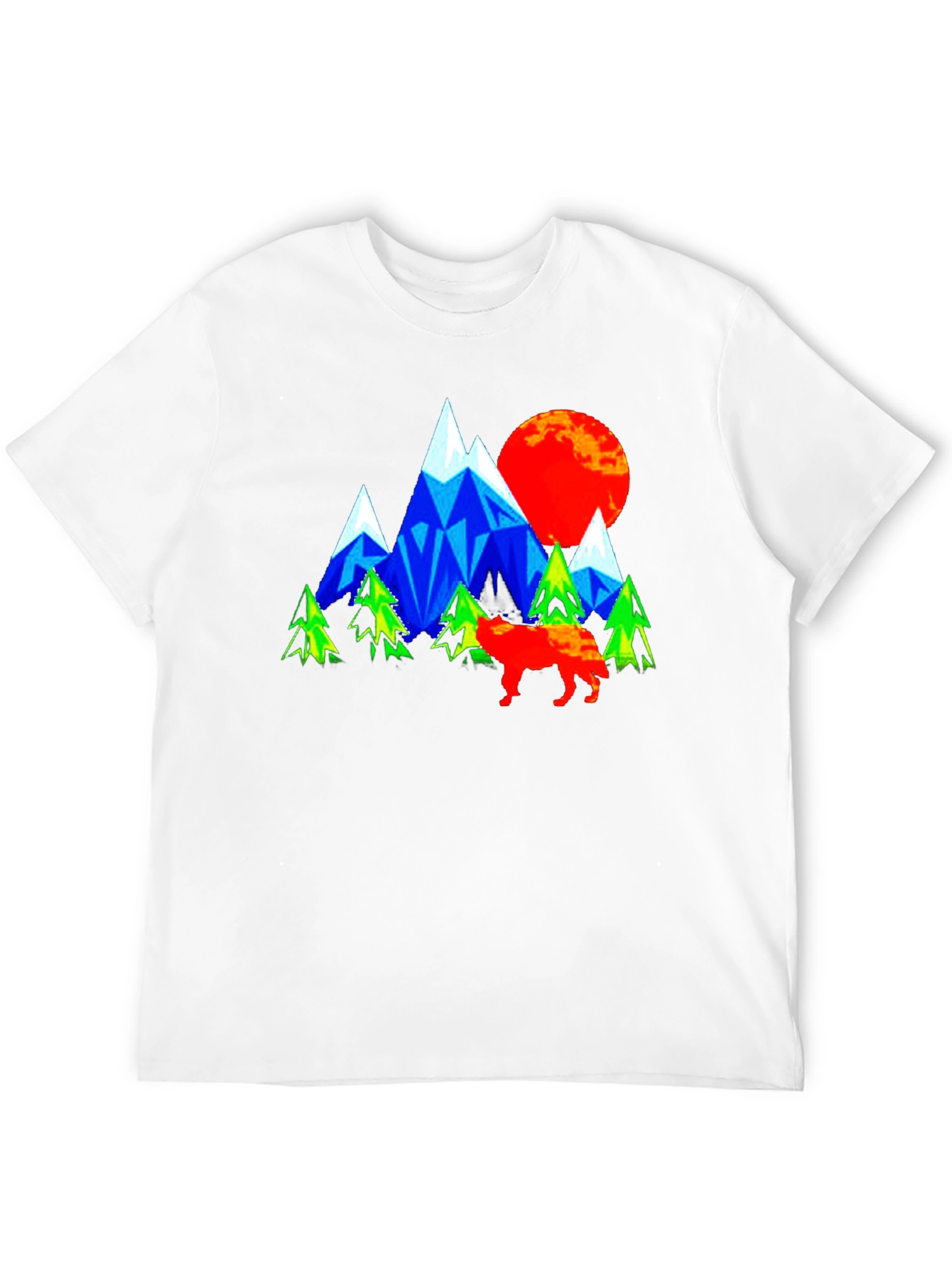 Geometric Mountain Wolf Graphic T-Shirt