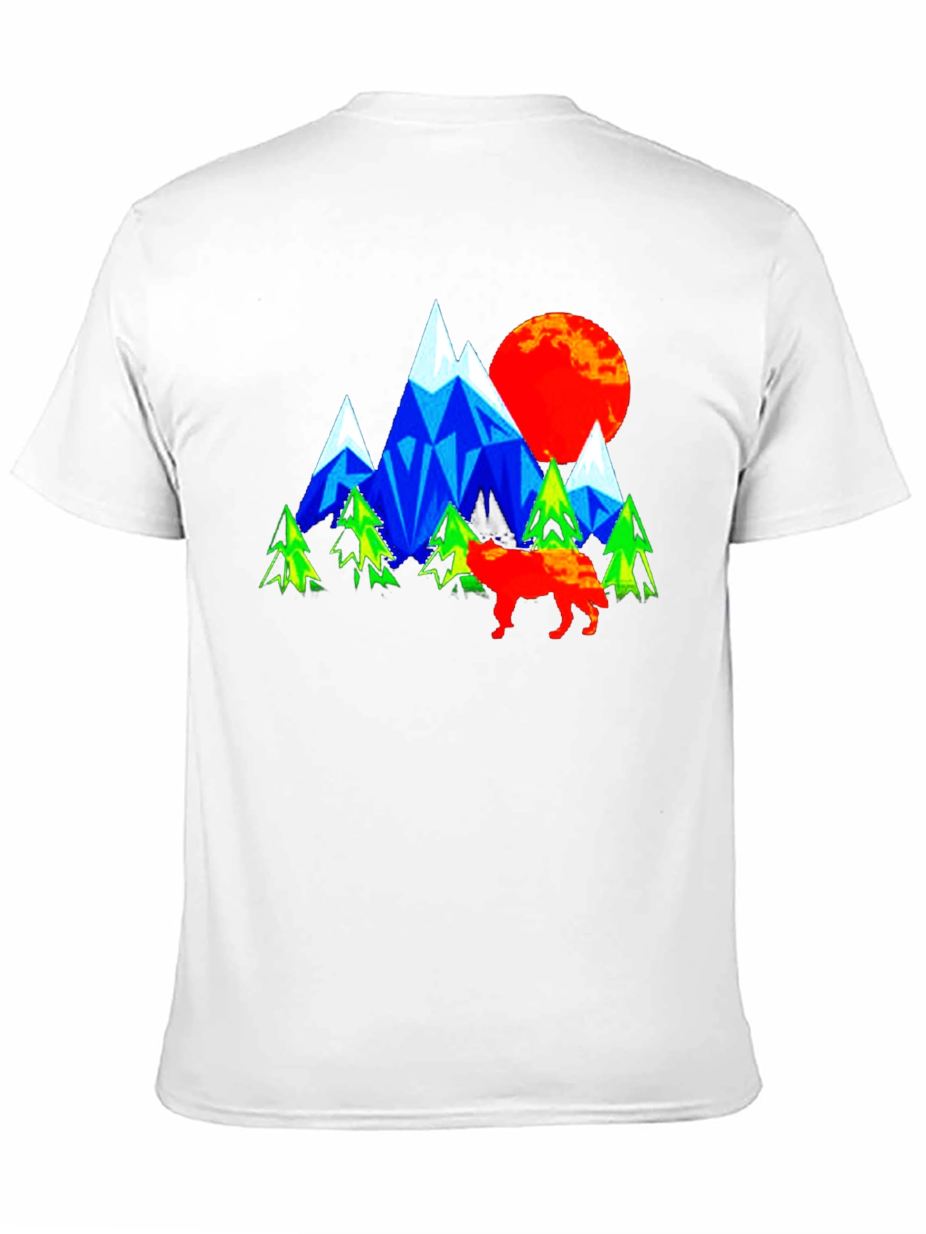 Geometric Mountain Wolf Graphic T-Shirt