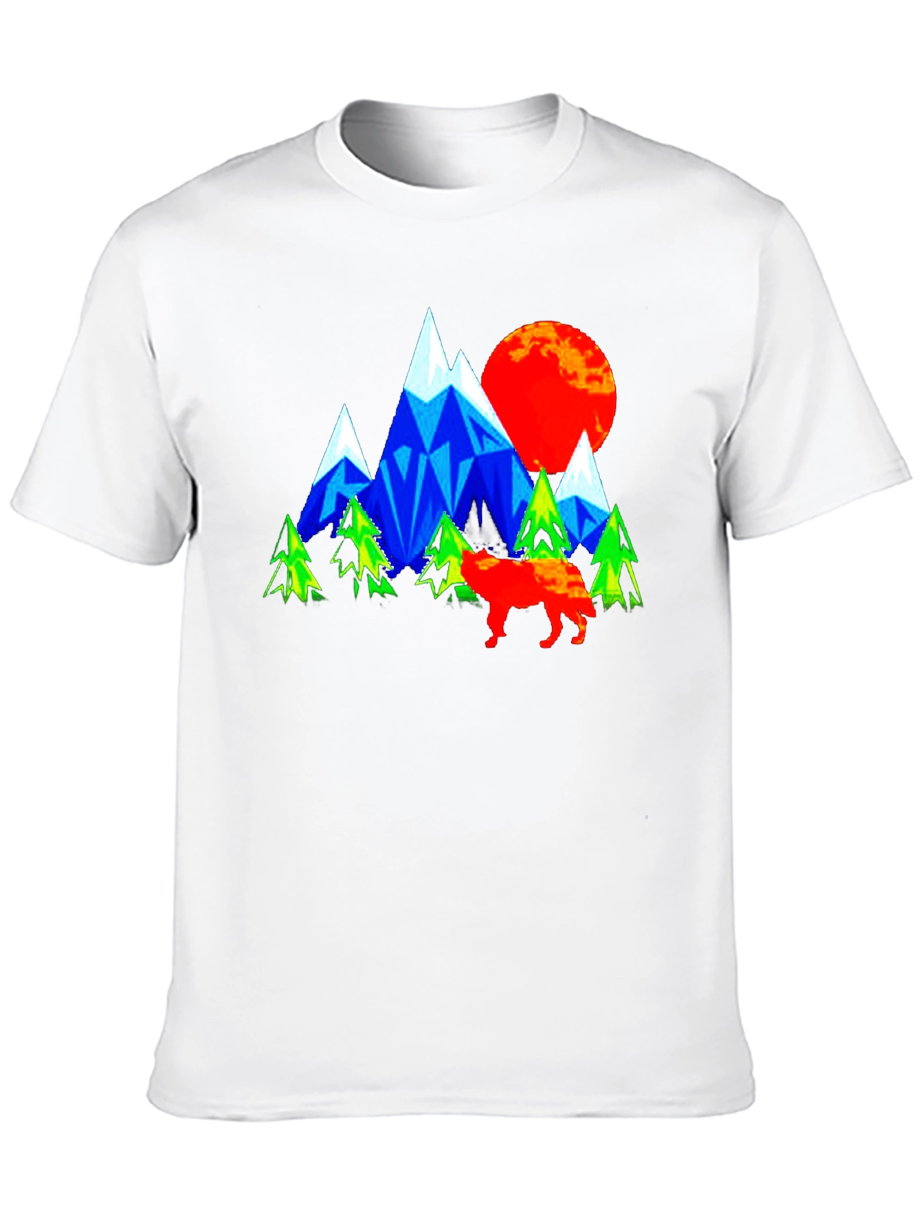 Geometric Mountain Wolf Graphic T-Shirt
