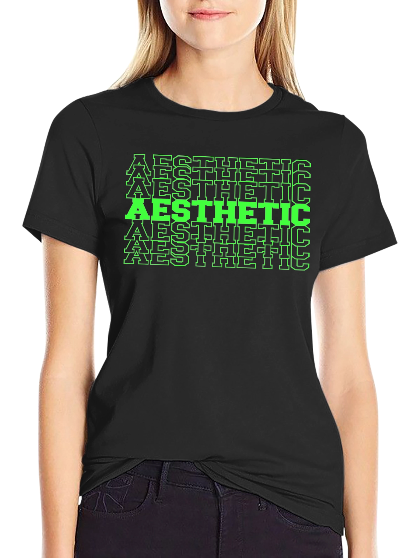 Aesthetic Graphic Print Tee - Black
