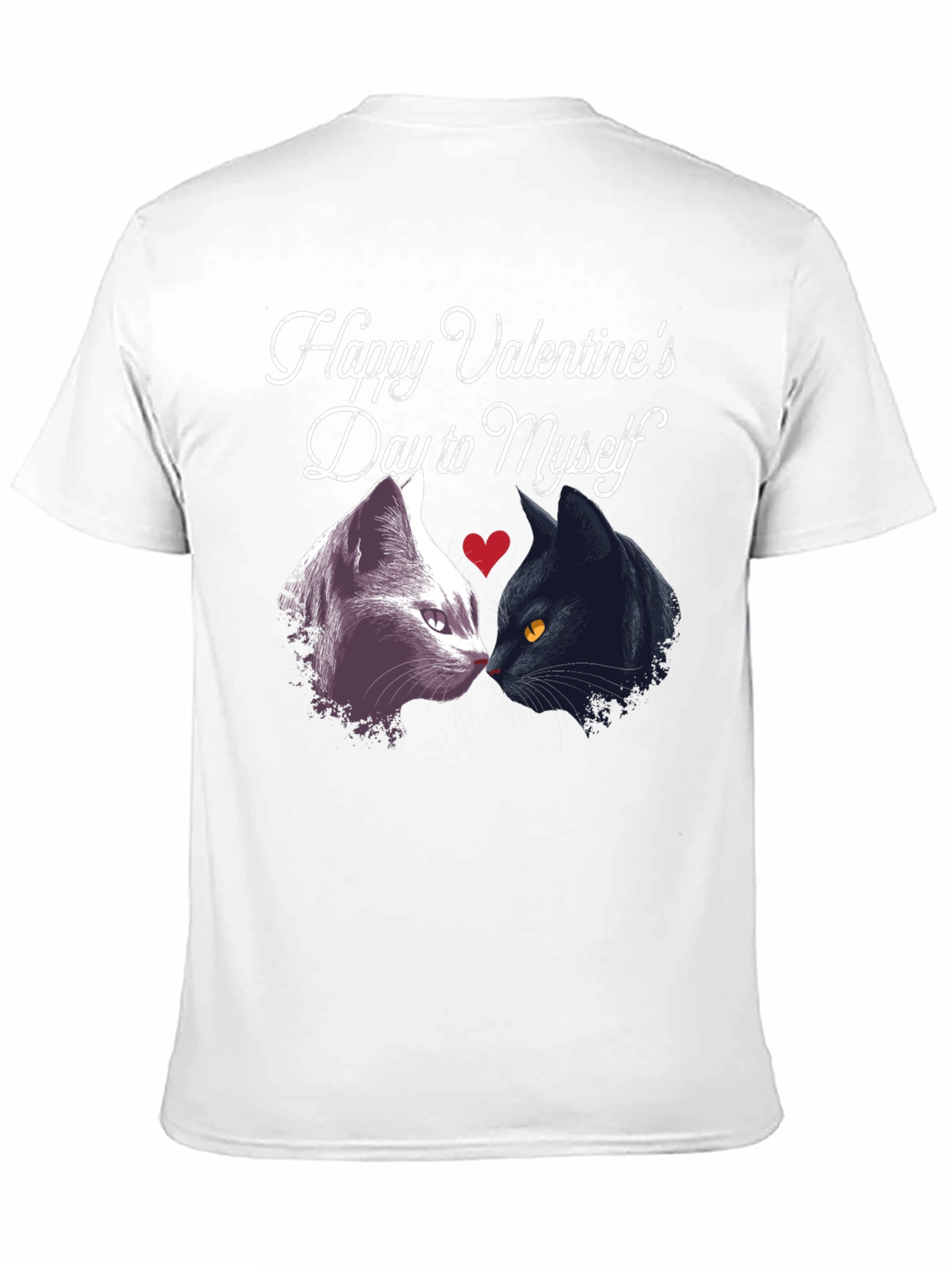 Funny Valentines Day Cats Black T-Shirt