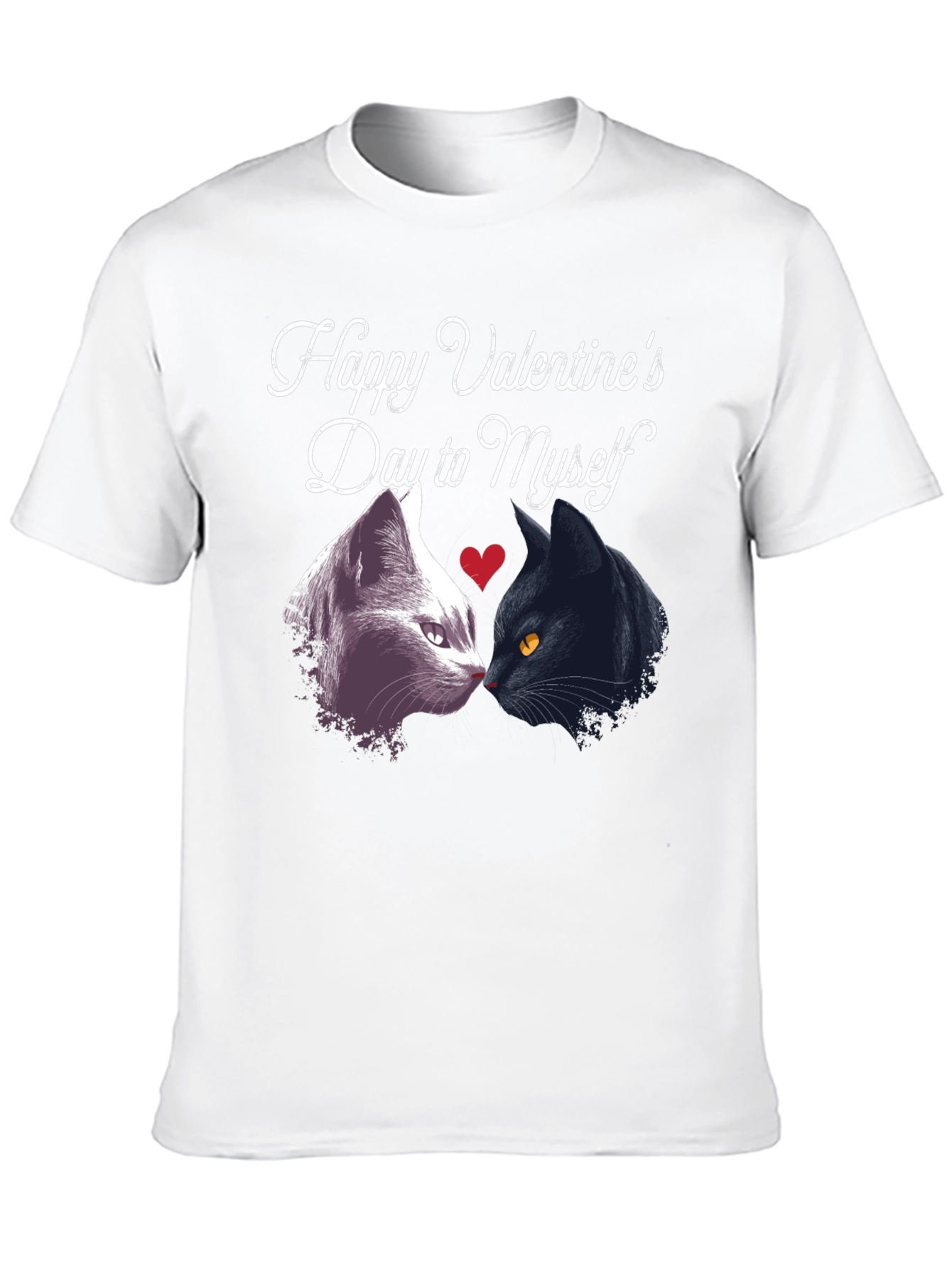 Funny Valentines Day Cats Black T-Shirt