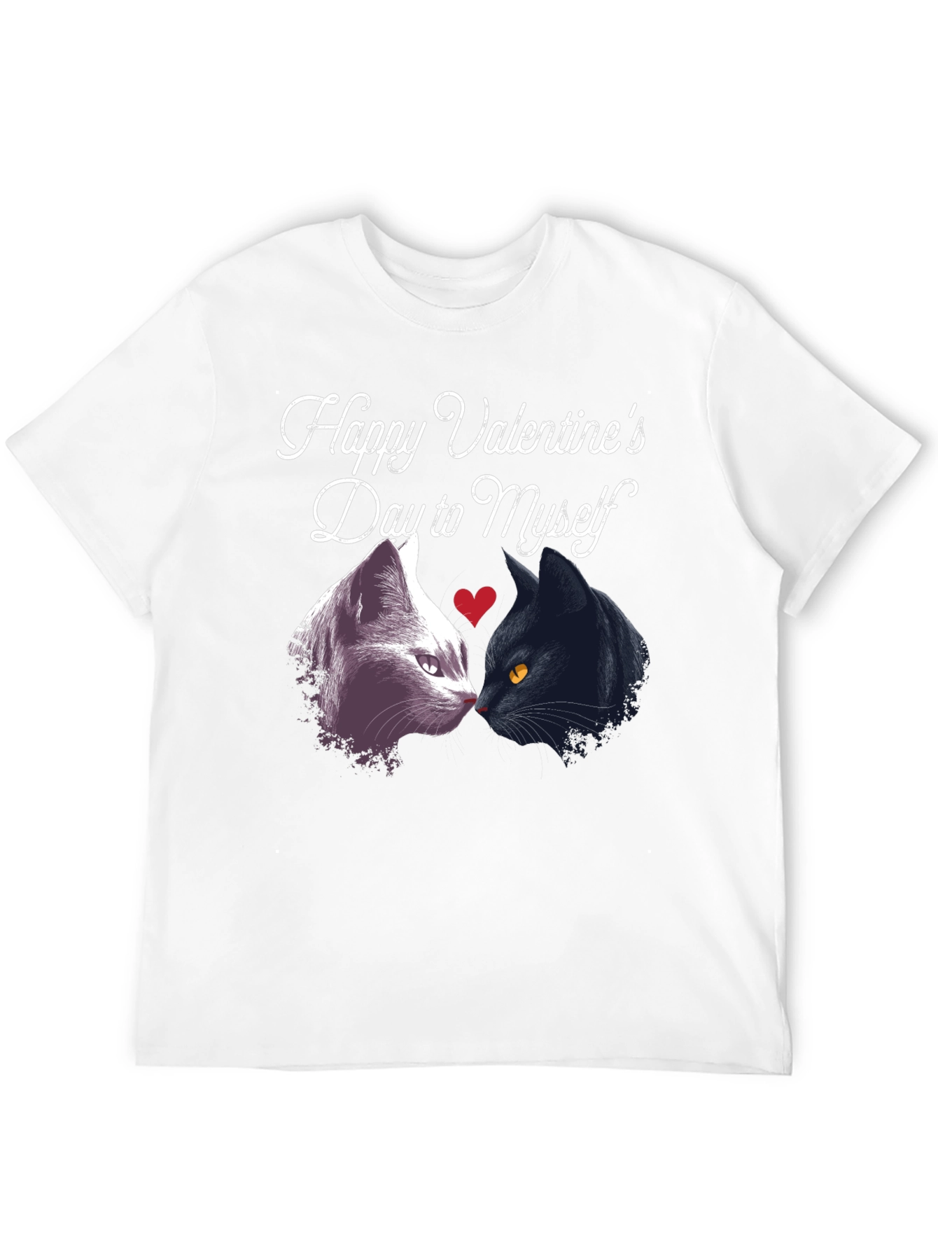 Funny Valentines Day Cats Black T-Shirt