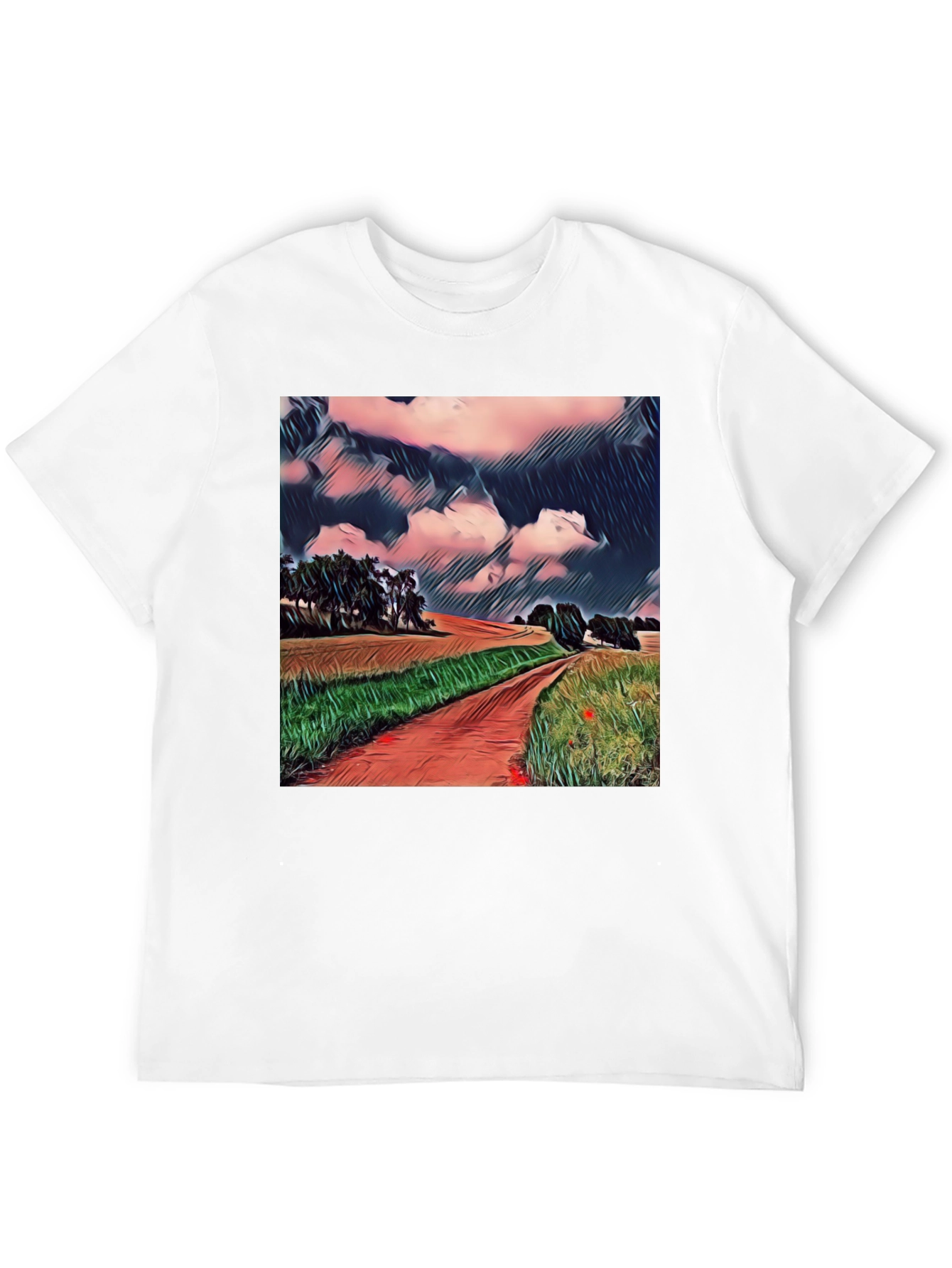 Artistic Landscape T-Shirt - Country Road Design