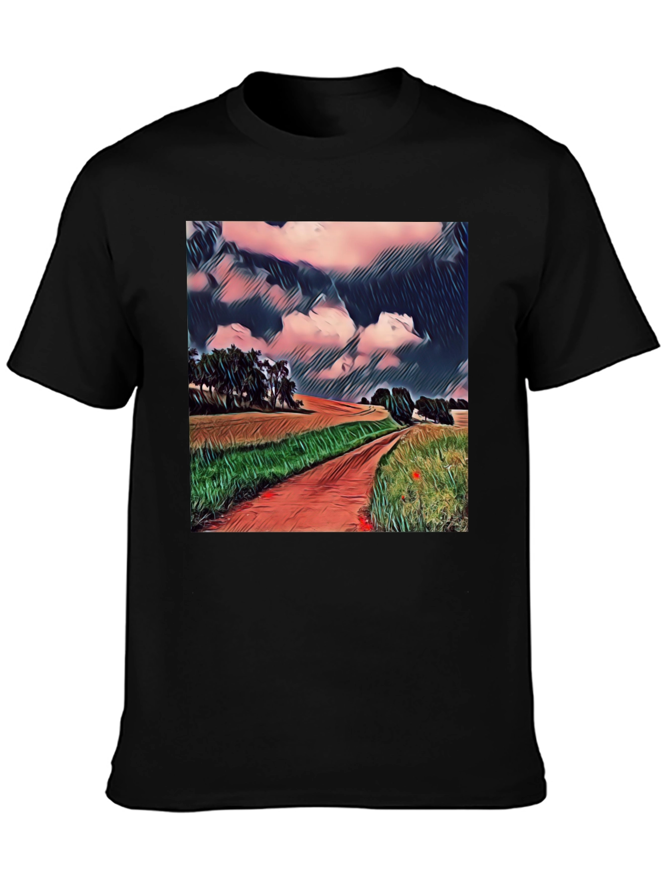 Artistic Landscape T-Shirt - Country Road Design