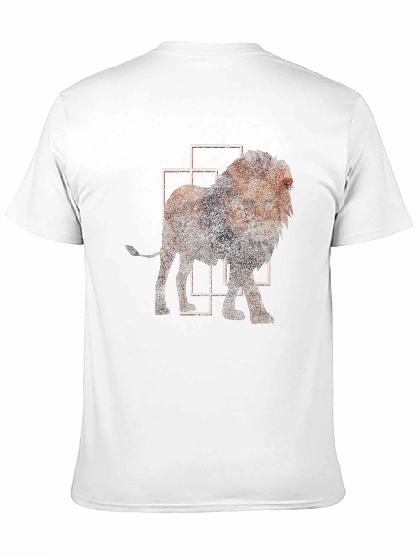 Geometric Lion Print Black T-Shirt
