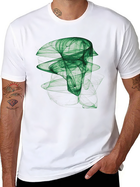 Abstract Green Graphic Print Black T-Shirt