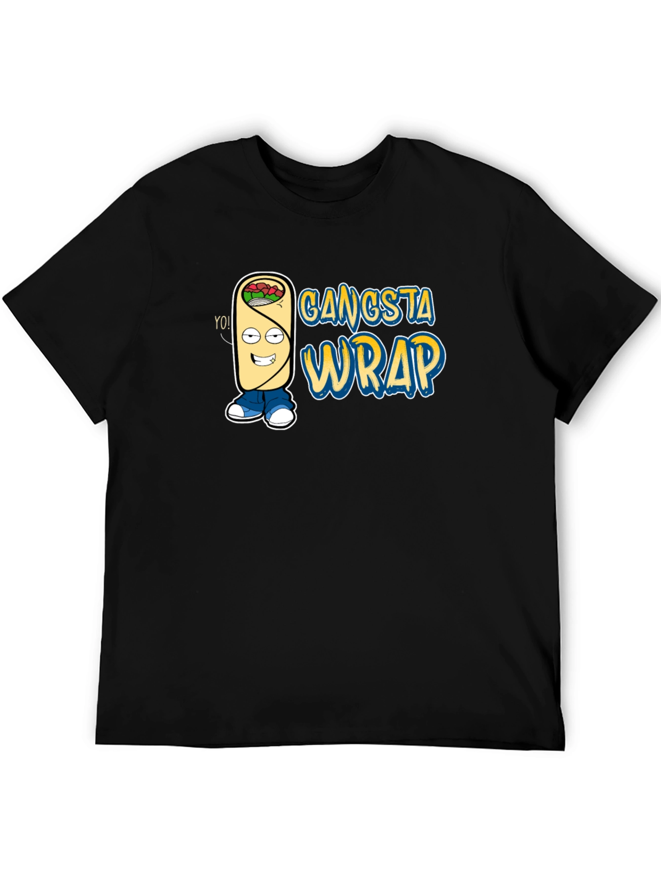 Gangsta Wrap Graphic T-Shirt - Funny Cartoon Food Tee