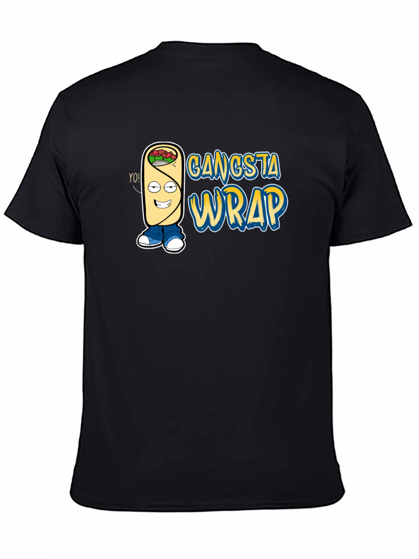 Gangsta Wrap Graphic T-Shirt - Funny Cartoon Food Tee