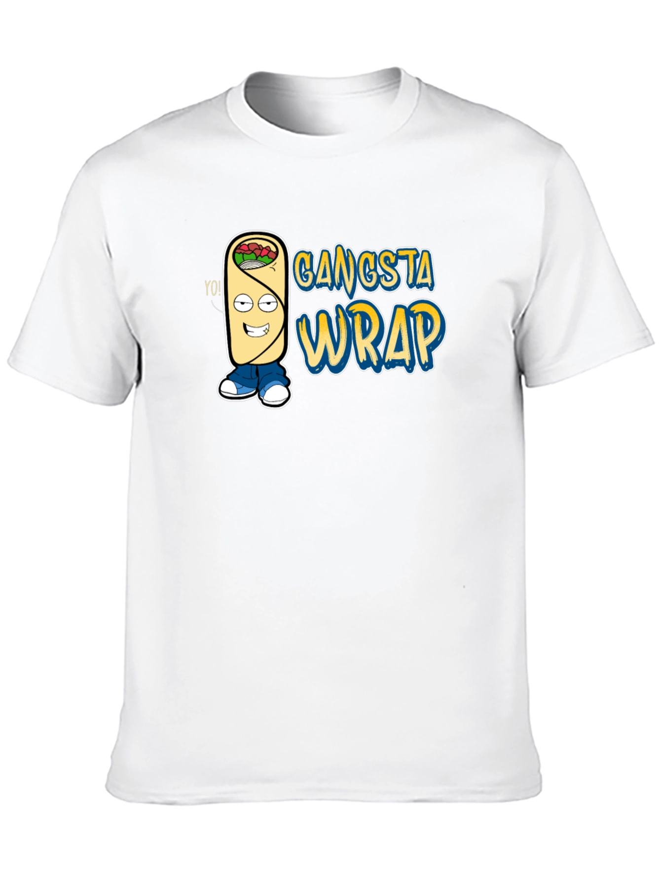 Gangsta Wrap Graphic T-Shirt - Funny Cartoon Food Tee