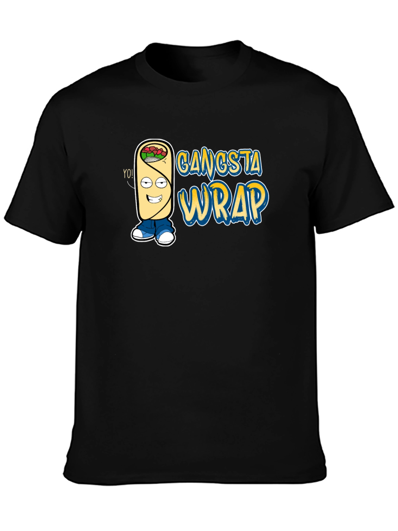 Gangsta Wrap Graphic T-Shirt - Funny Cartoon Food Tee