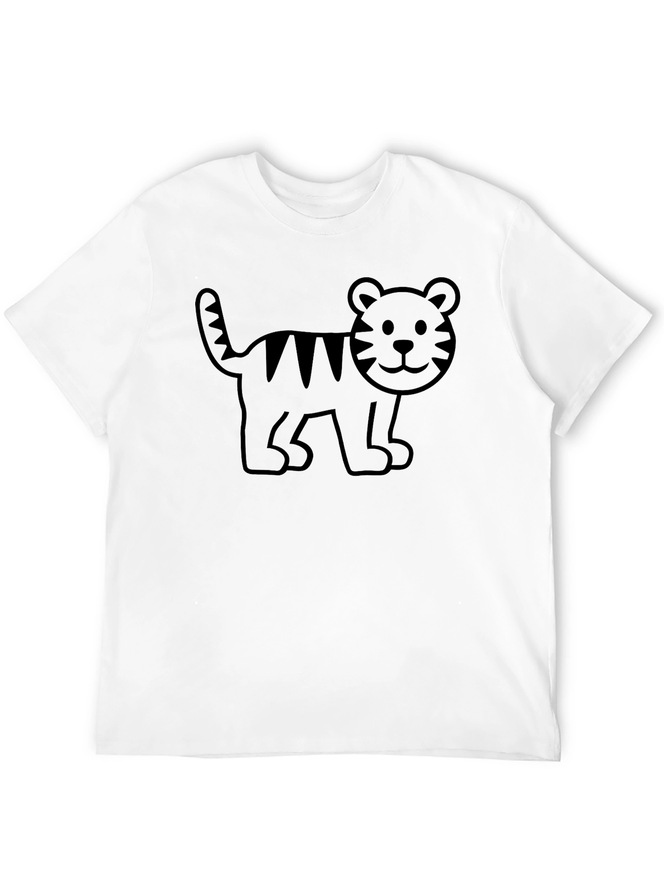 Cartoon Tiger Graphic Black T-Shirt