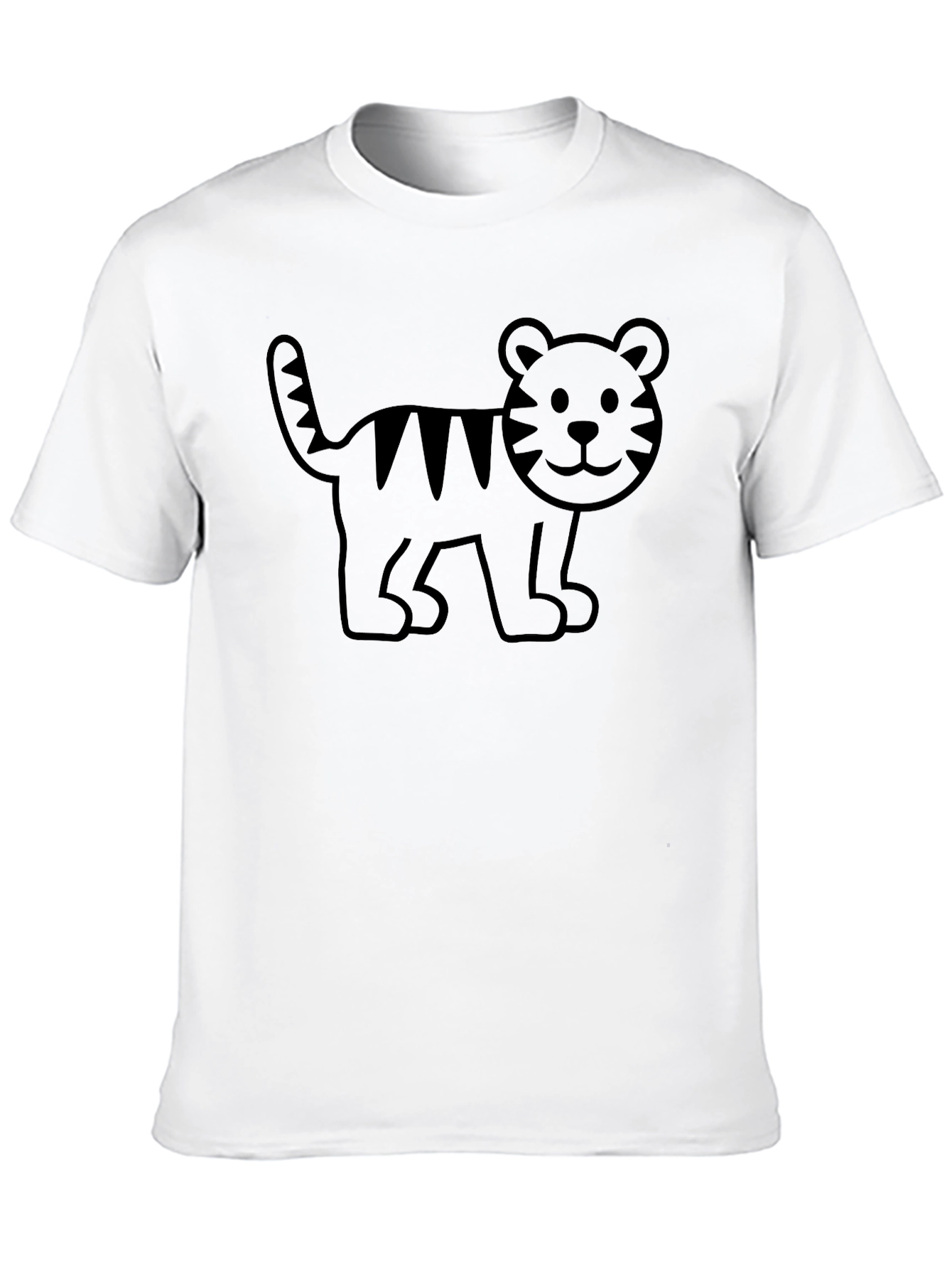 Cartoon Tiger Graphic Black T-Shirt