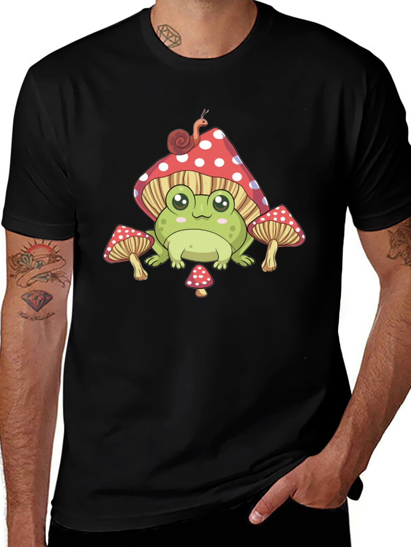 Cute Frog & Mushroom Graphic Tee