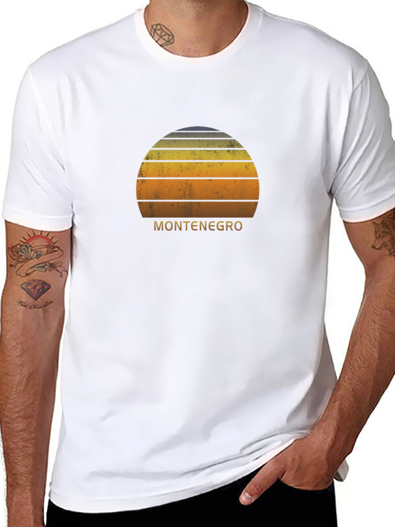 Montenegro Retro Sunset Black T-Shirt