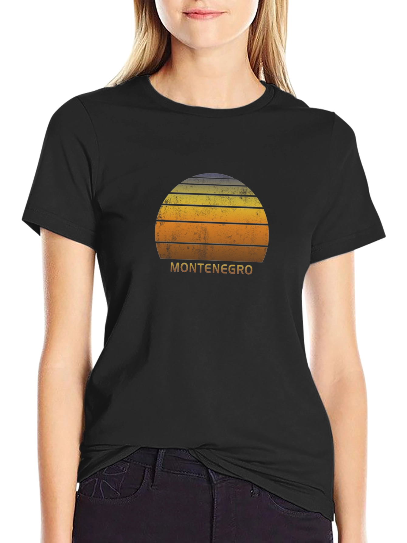 Montenegro Retro Sunset Black T-Shirt