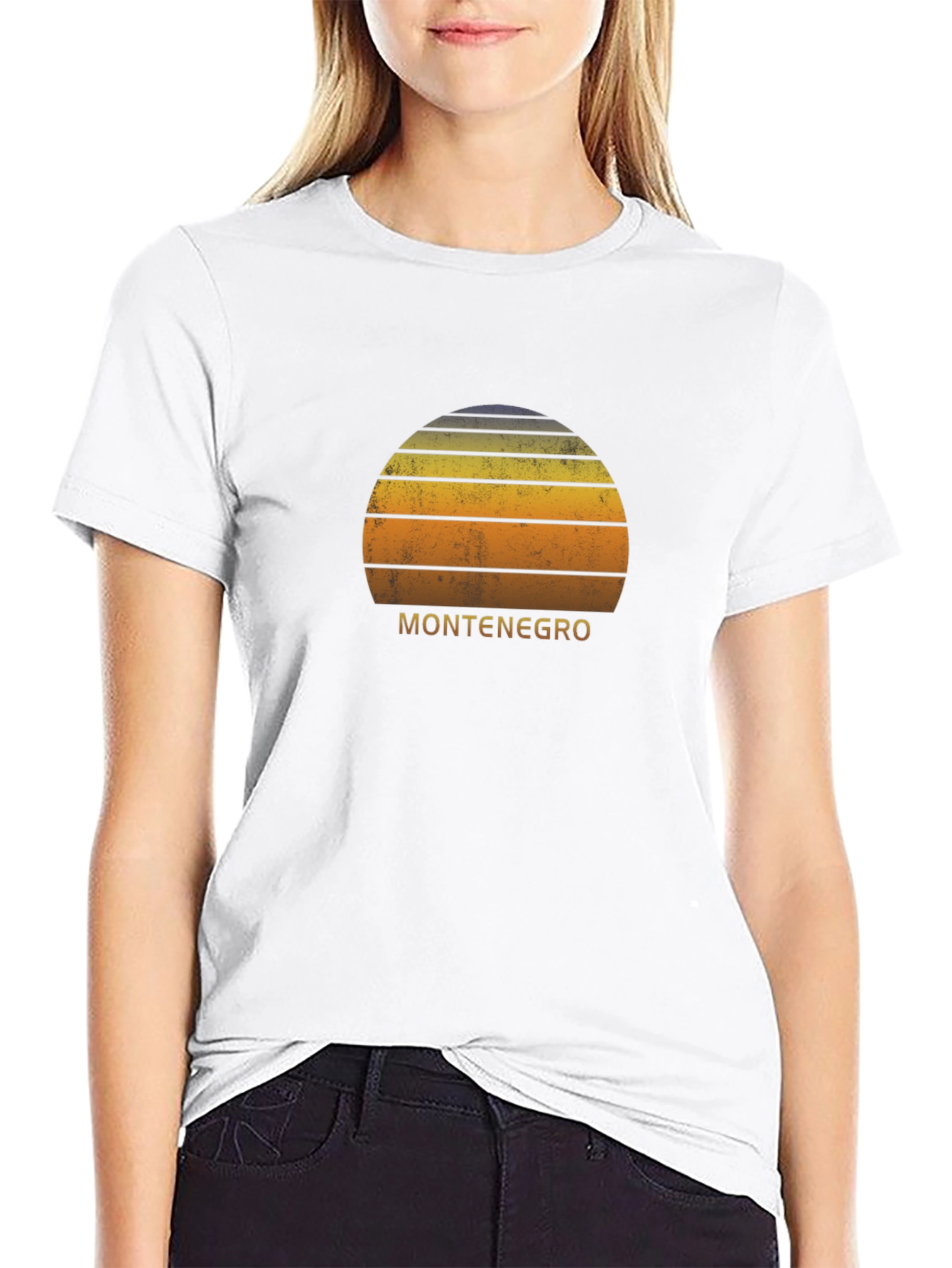 Montenegro Retro Sunset Black T-Shirt