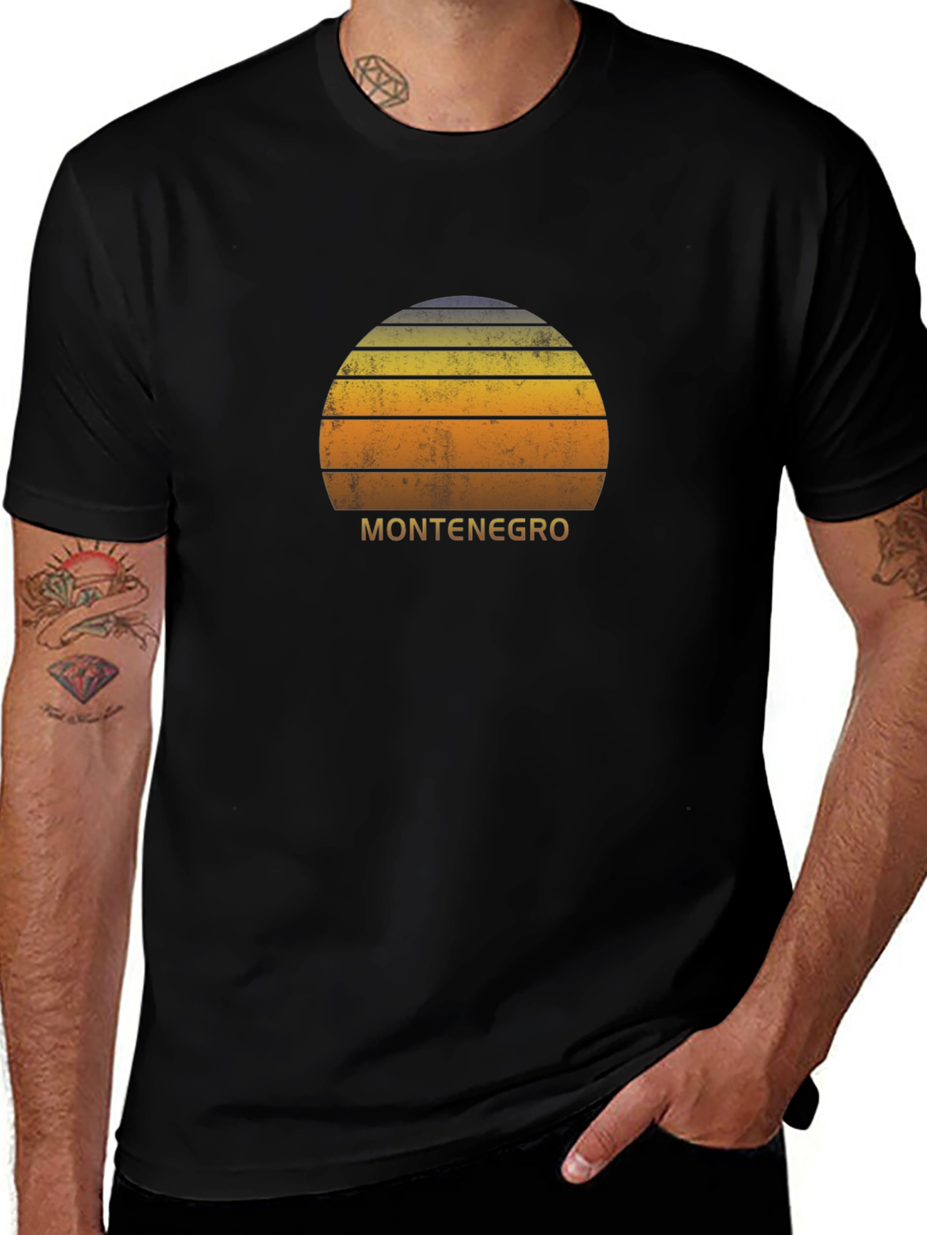 Montenegro Retro Sunset Black T-Shirt