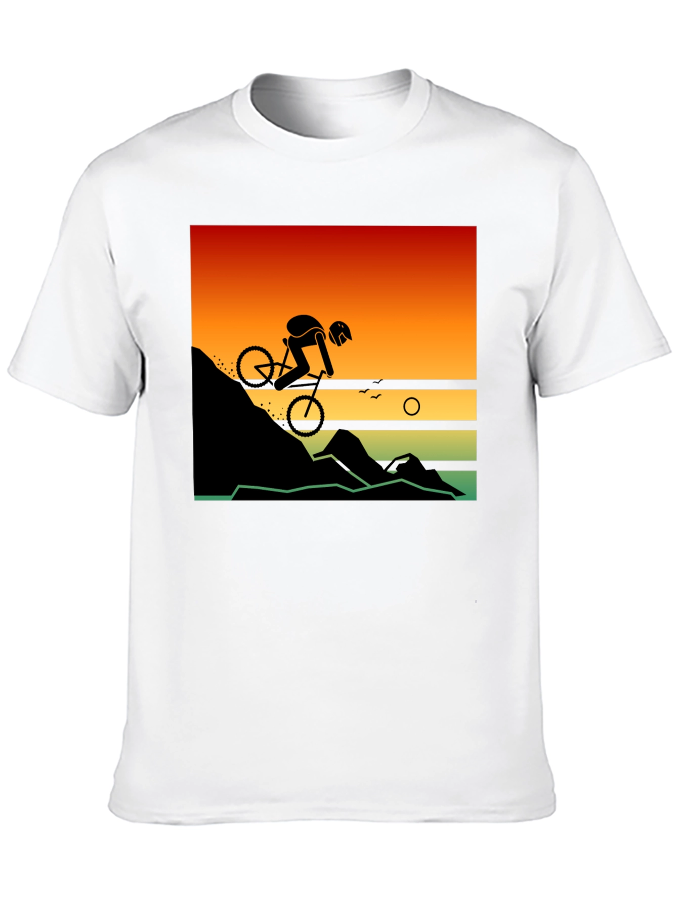 Mountain Biker Sunset Ride Graphic Tee