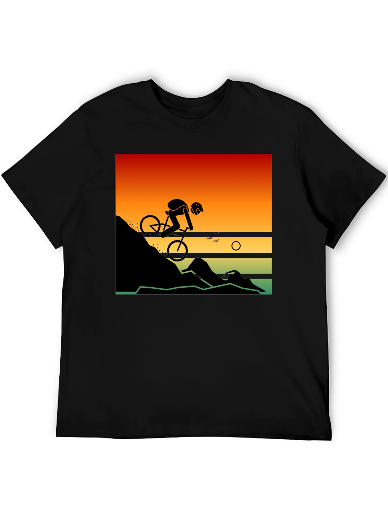 Mountain Biker Sunset Ride Graphic Tee