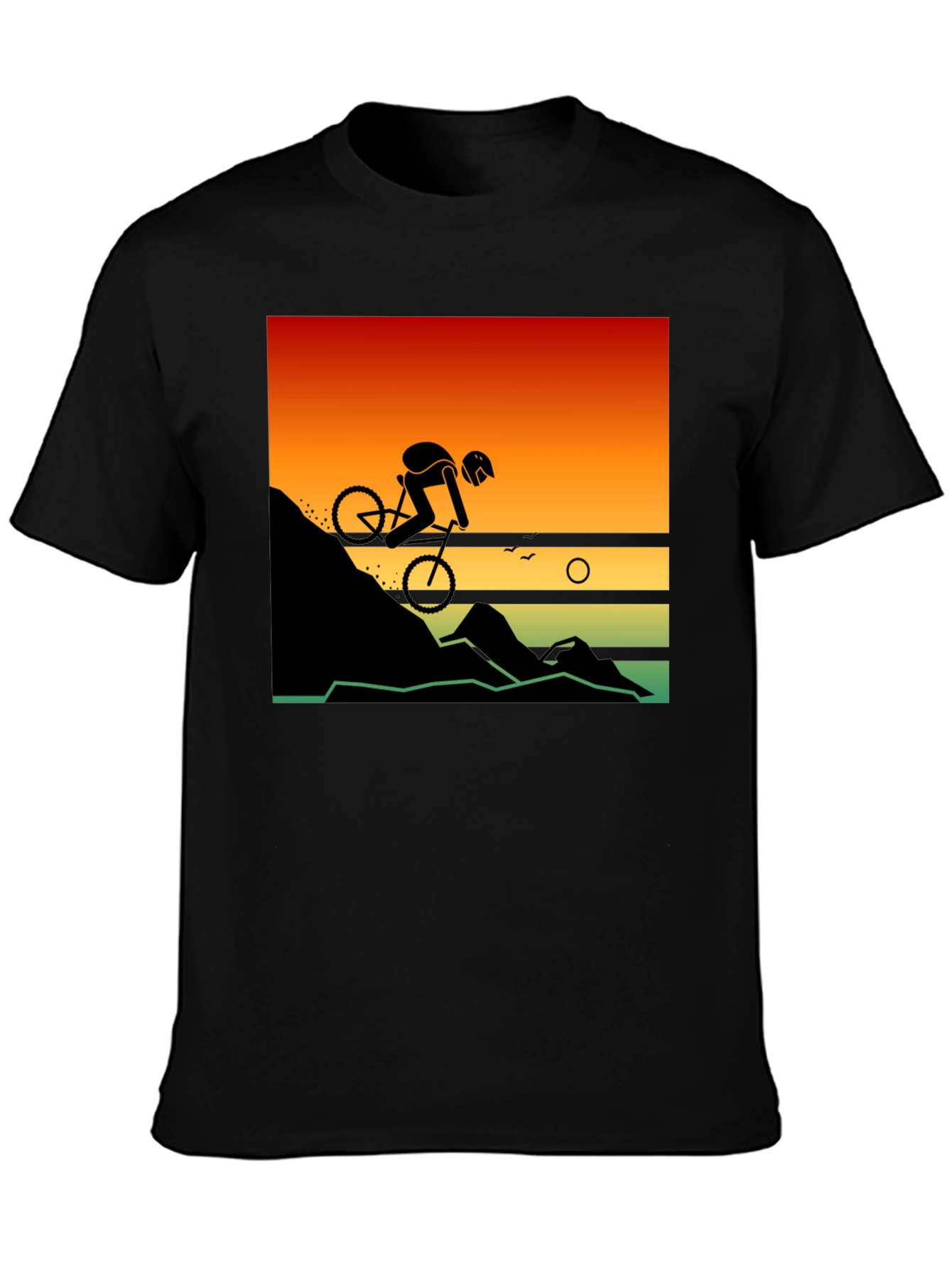 Mountain Biker Sunset Ride Graphic Tee