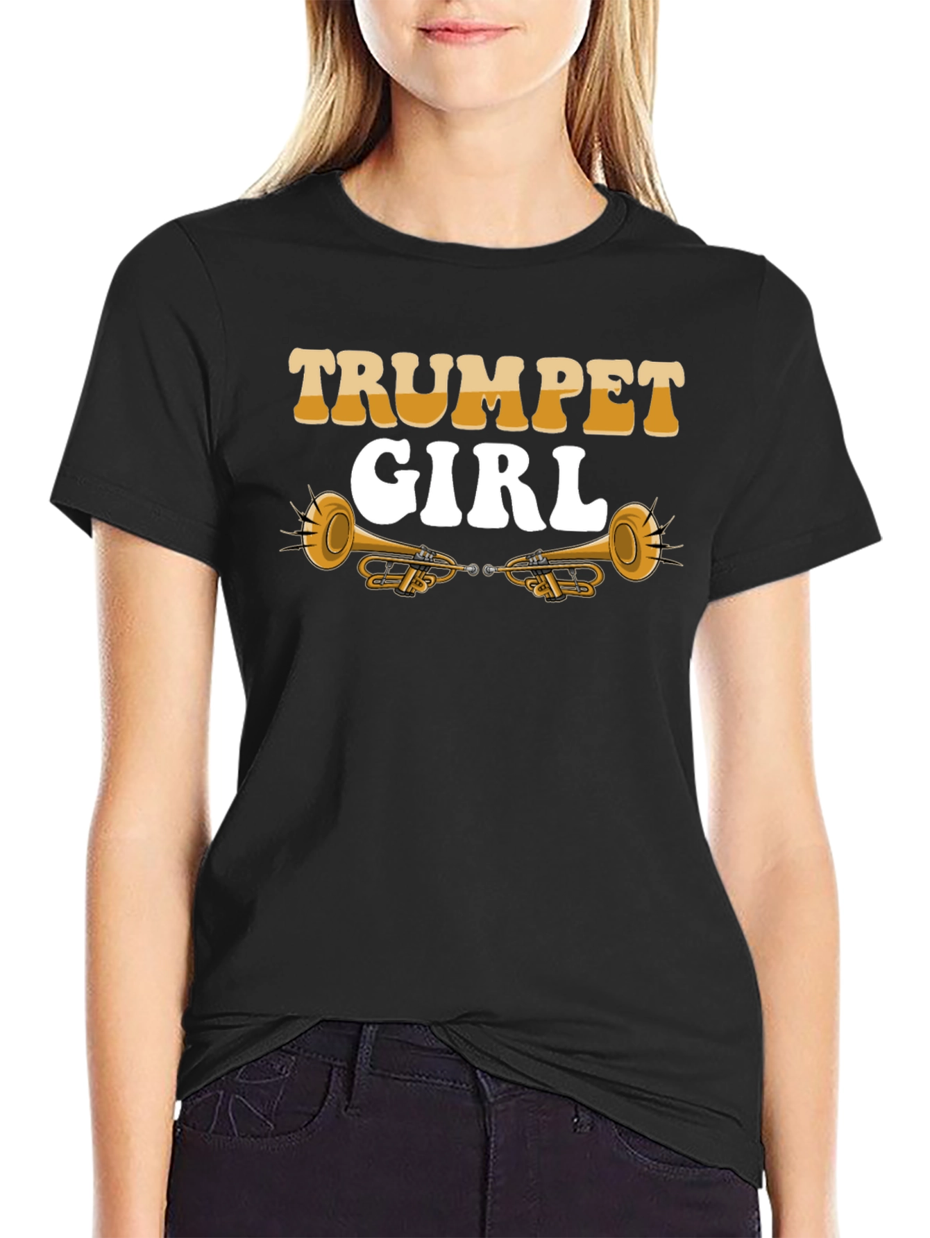 Trumpet Girl Graphic Tee - Musician T-Shirt
