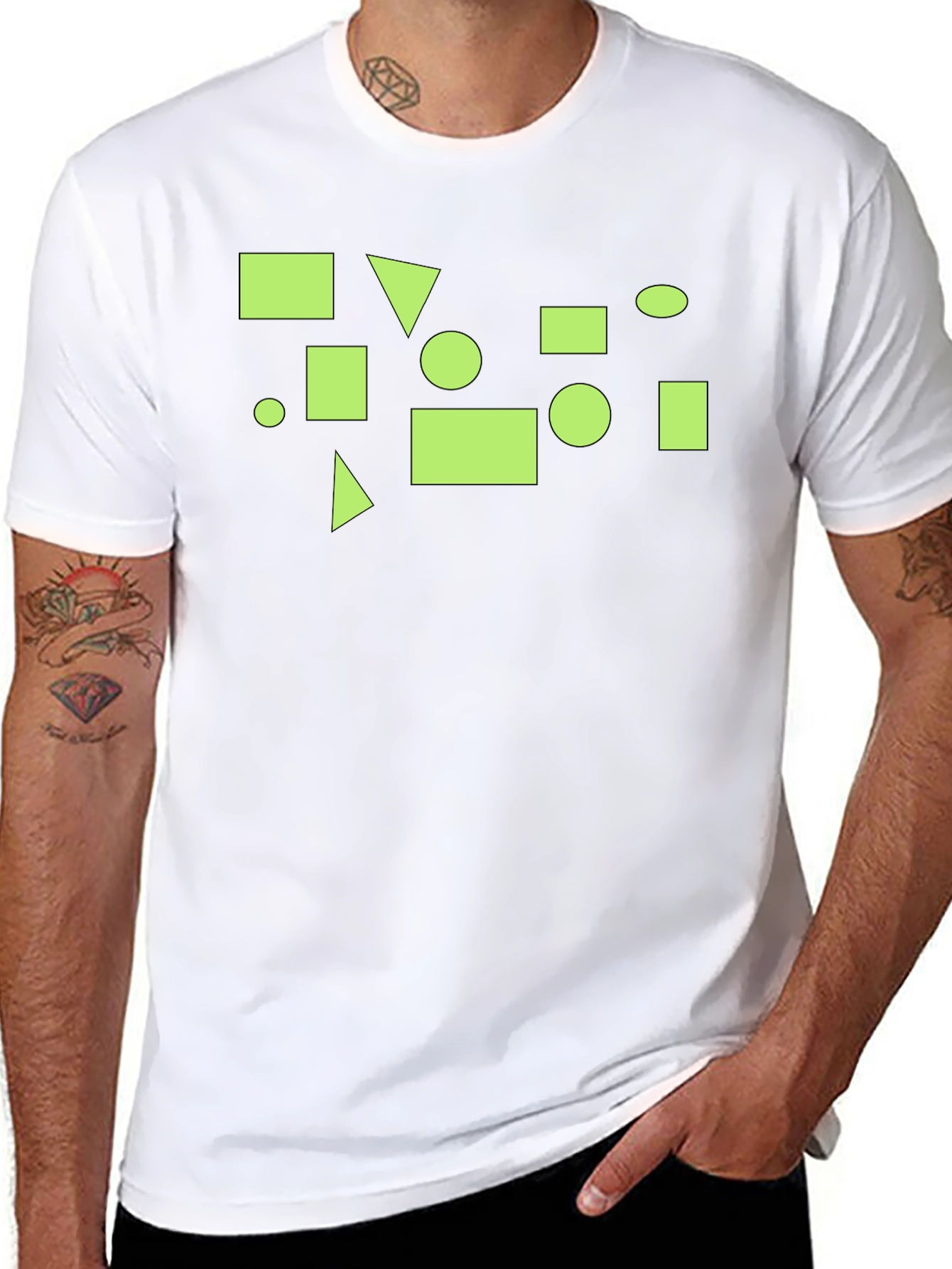Geometric Graphic Print Black T-Shirt