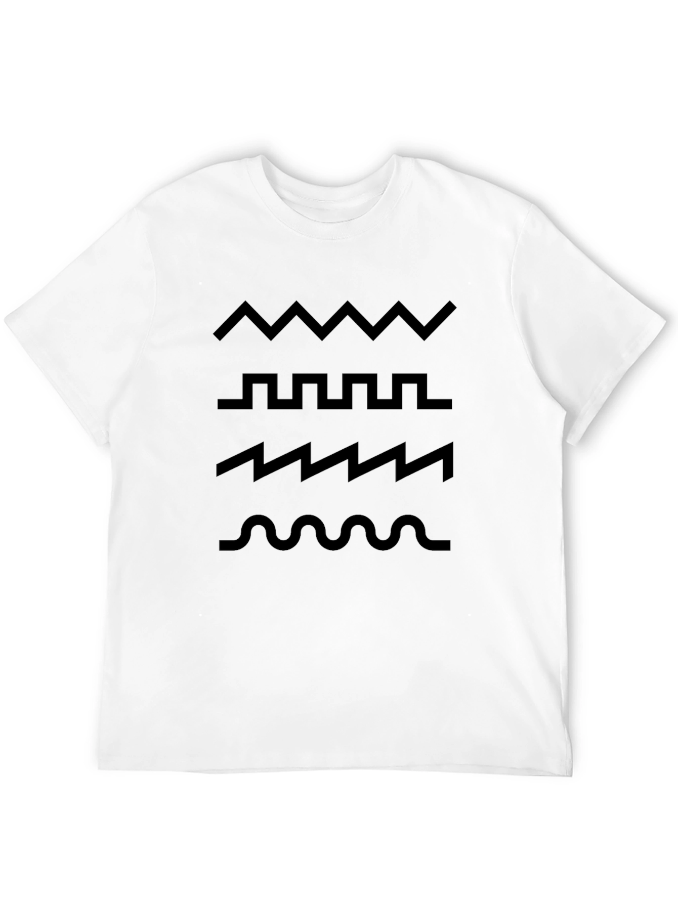 Mens Black Graphic Wave Pattern T-Shirt