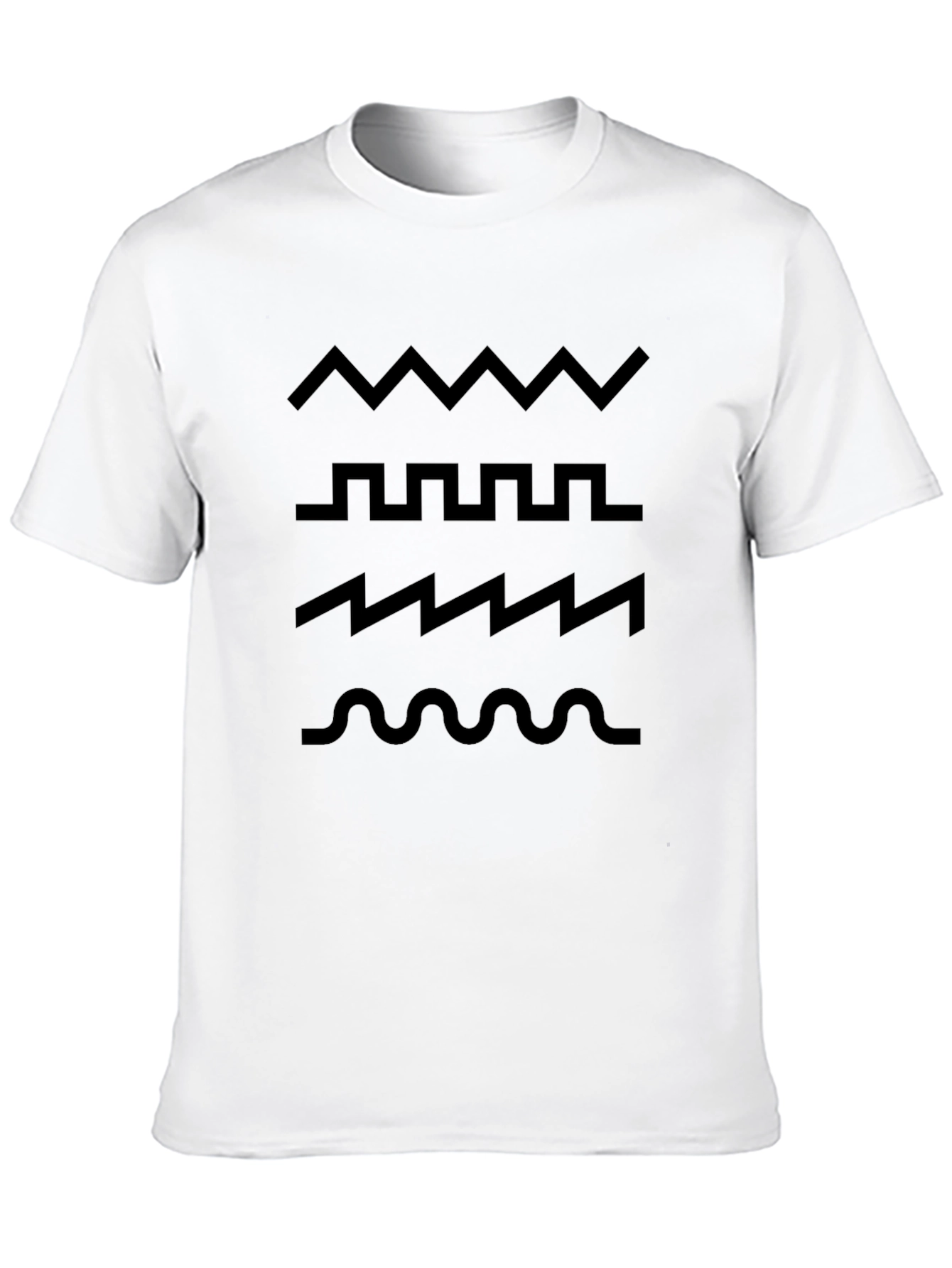 Mens Black Graphic Wave Pattern T-Shirt