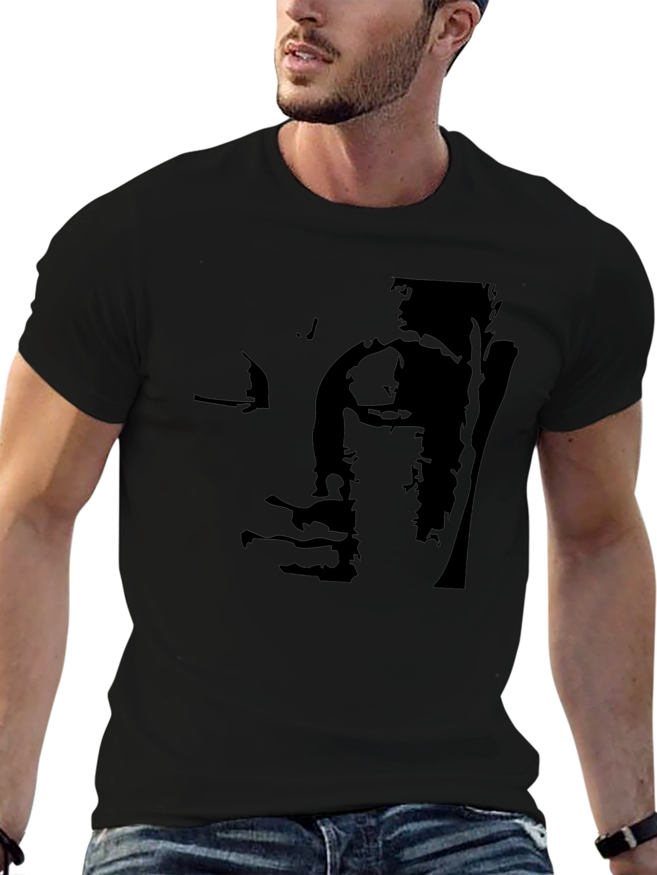 Abstract Buddha Graphic Black T-Shirt