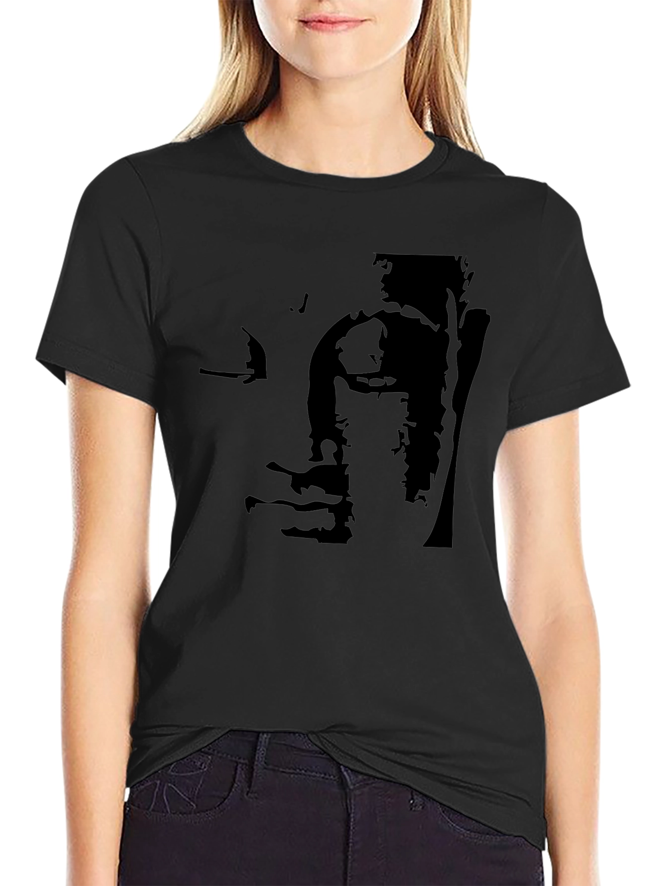 Abstract Buddha Graphic Black T-Shirt