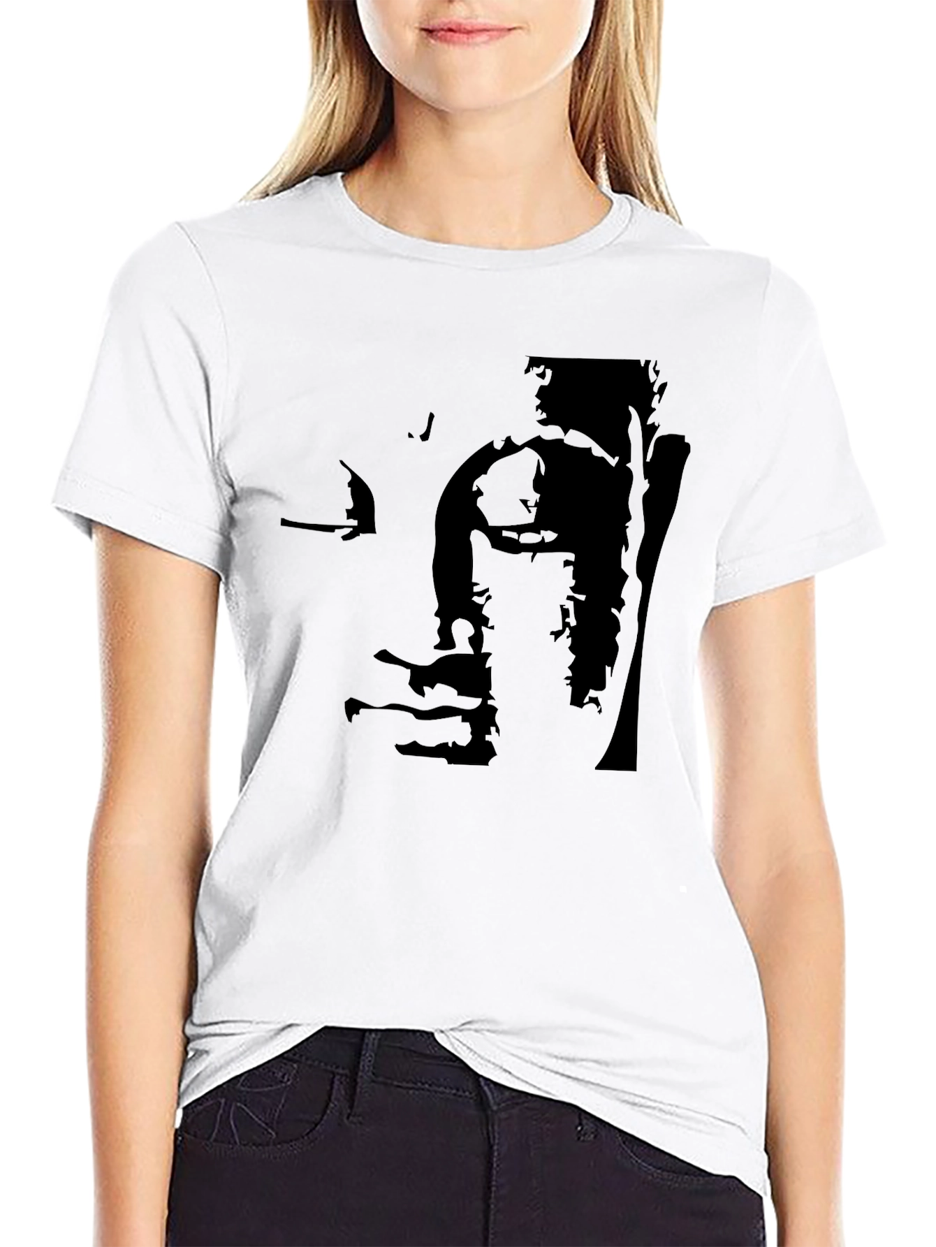 Abstract Buddha Graphic Black T-Shirt