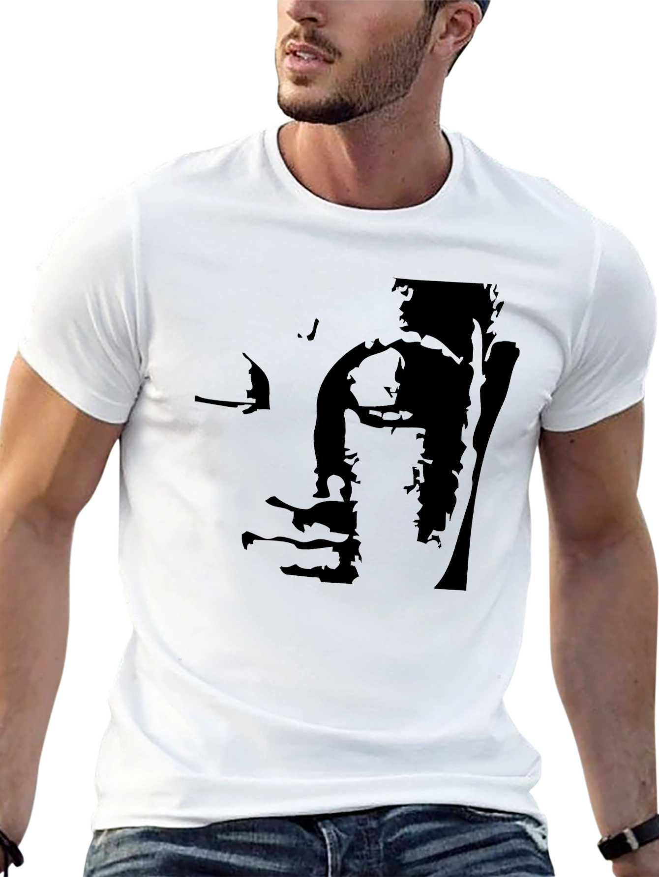 Abstract Buddha Graphic Black T-Shirt