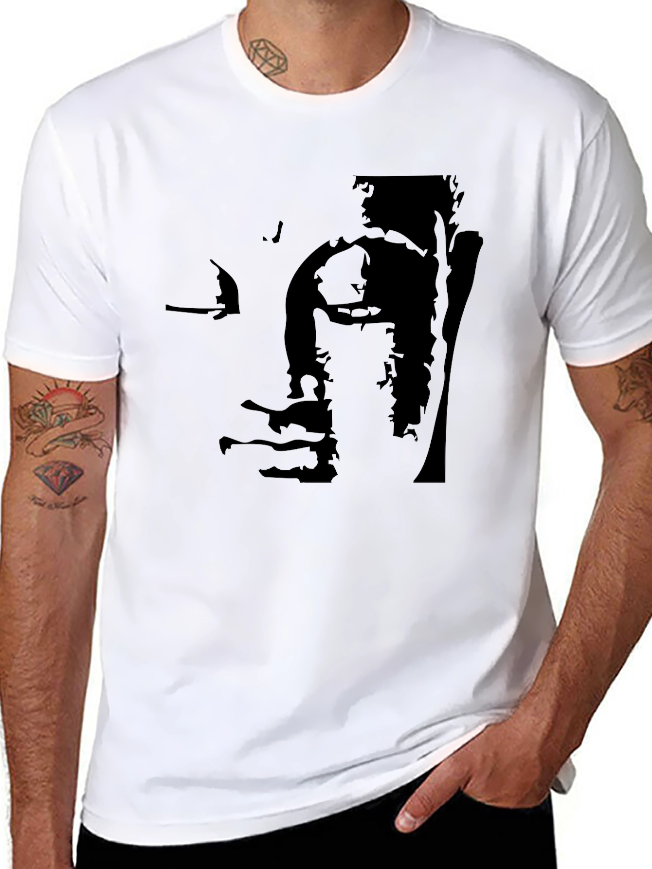 Abstract Buddha Graphic Black T-Shirt