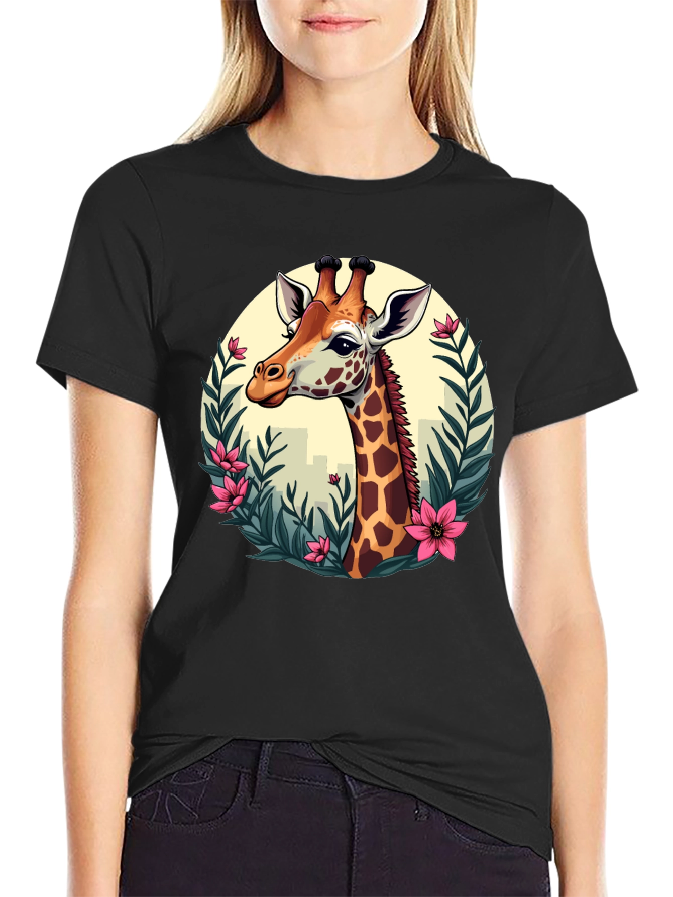 Giraffe Portrait Graphic T-Shirt - Unisex Casual Tee