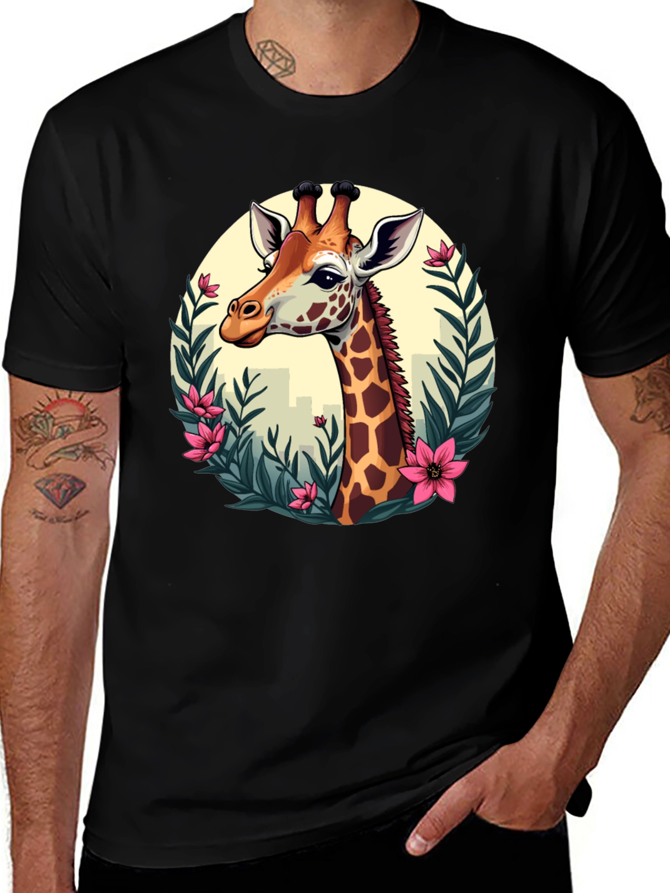 Giraffe Portrait Graphic T-Shirt - Unisex Casual Tee