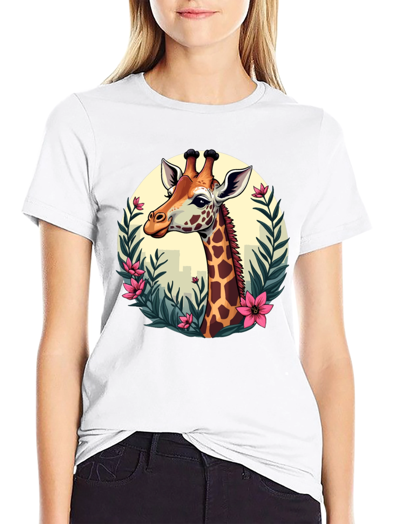 Giraffe Portrait Graphic T-Shirt - Unisex Casual Tee