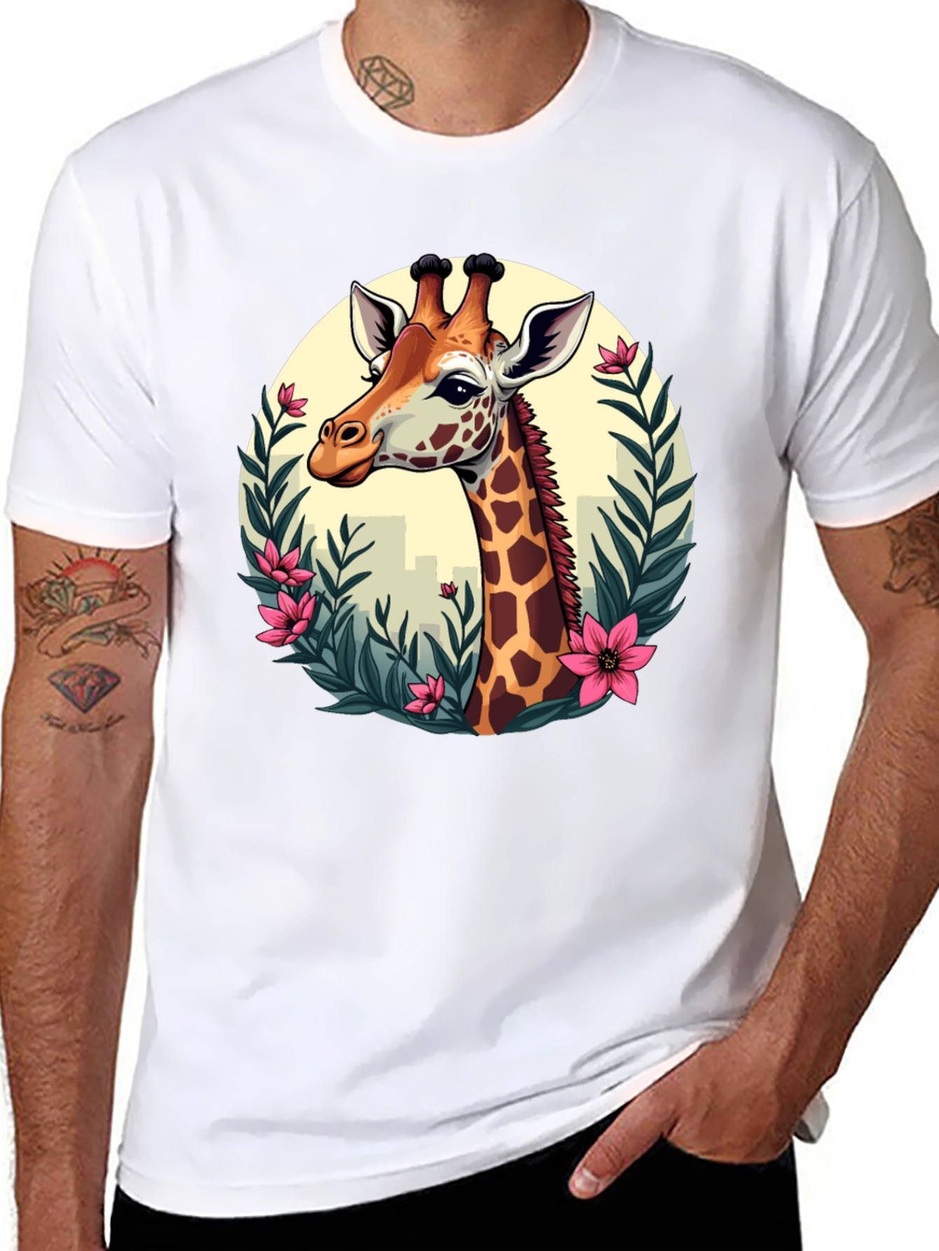Giraffe Portrait Graphic T-Shirt - Unisex Casual Tee