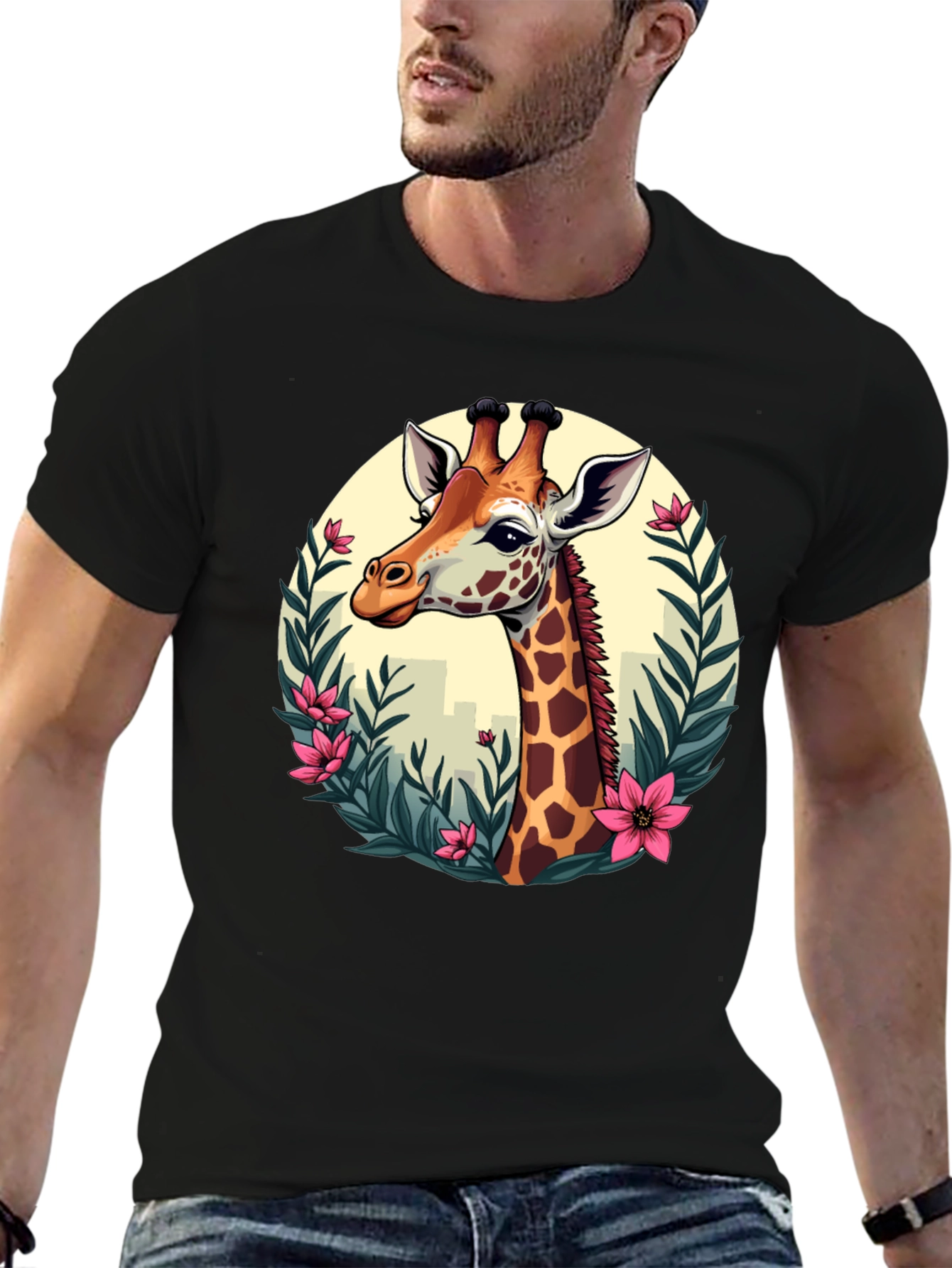 Giraffe Portrait Graphic T-Shirt - Unisex Casual Tee