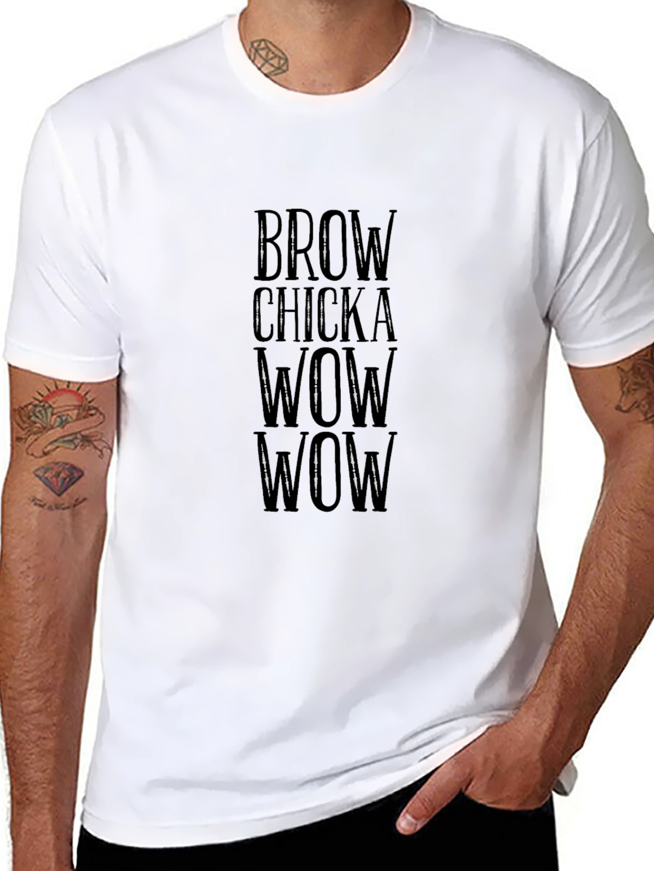 Brow Chicka Wow Wow Black Graphic Tee