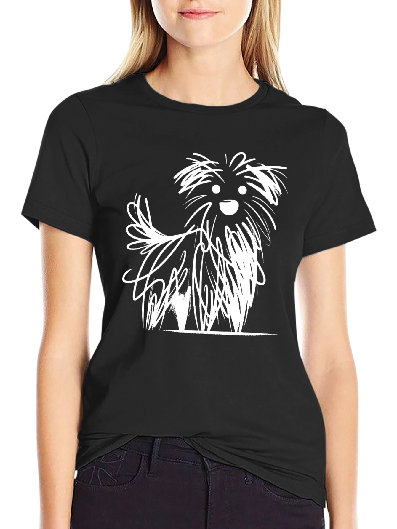 Abstract Dog Graphic Tee - Stylish Black T-Shirt