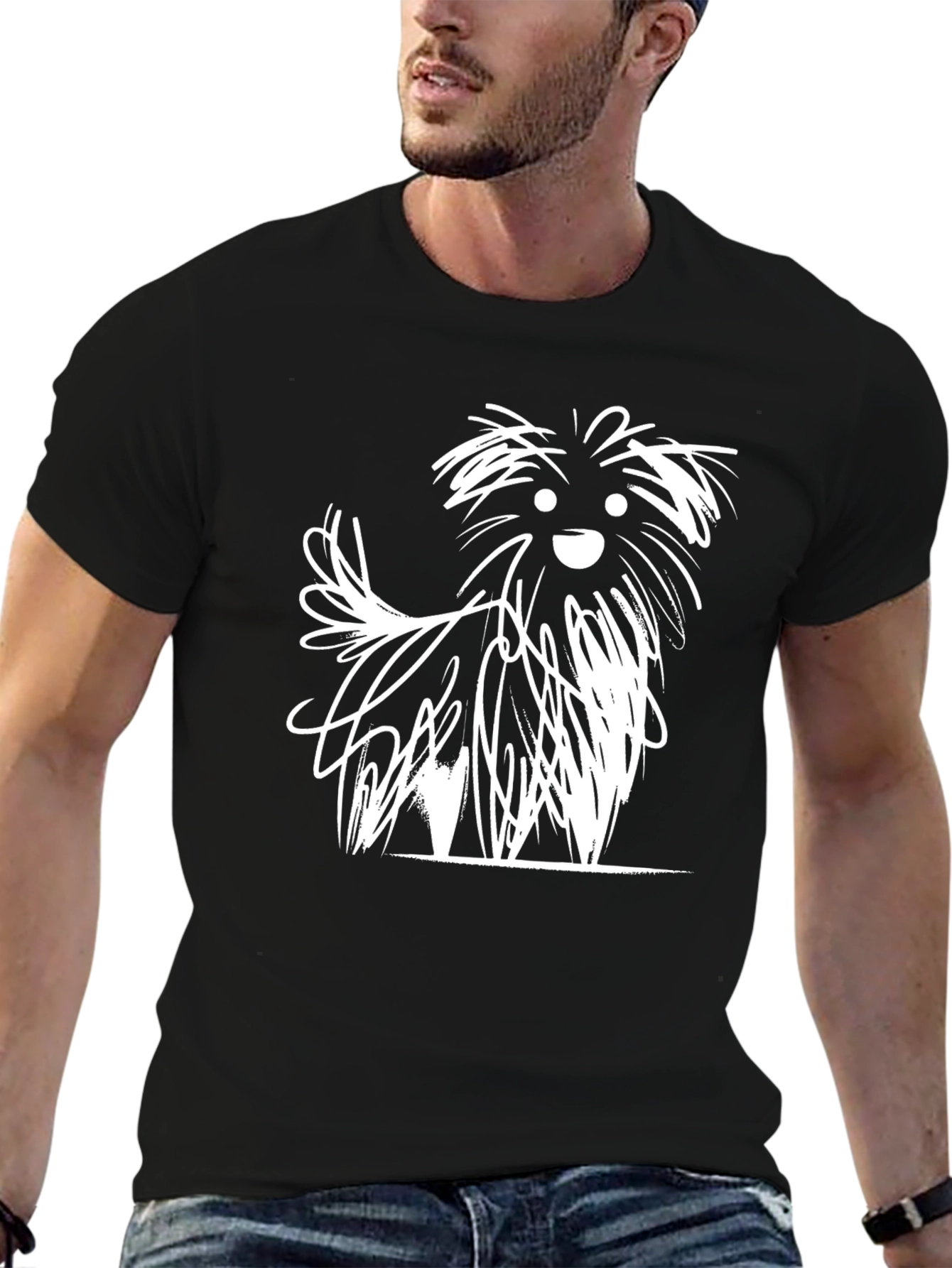 Abstract Dog Graphic Tee - Stylish Black T-Shirt