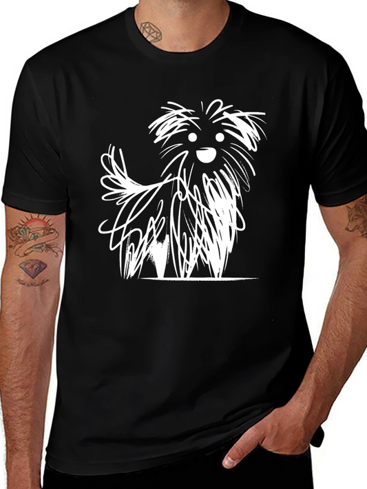 Abstract Dog Graphic Tee - Stylish Black T-Shirt